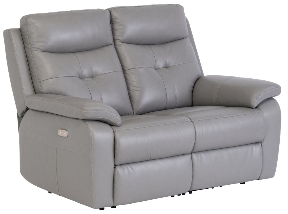 Sophia Grey Leather 2 Seater Electric Recliner Sofa
