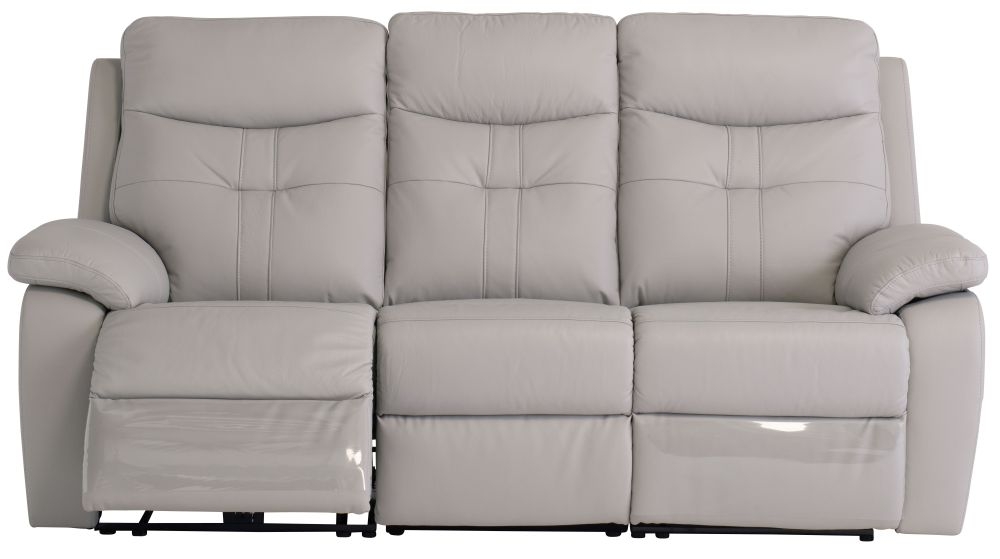 Sophia Light Grey Leather 3 Seater Electric Recliner Sofa