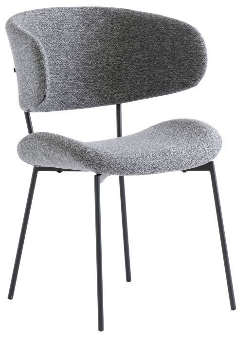 Willlow Dark Grey Fabric Dining Chair With Black Powder Coated Legs Sold In Pairs