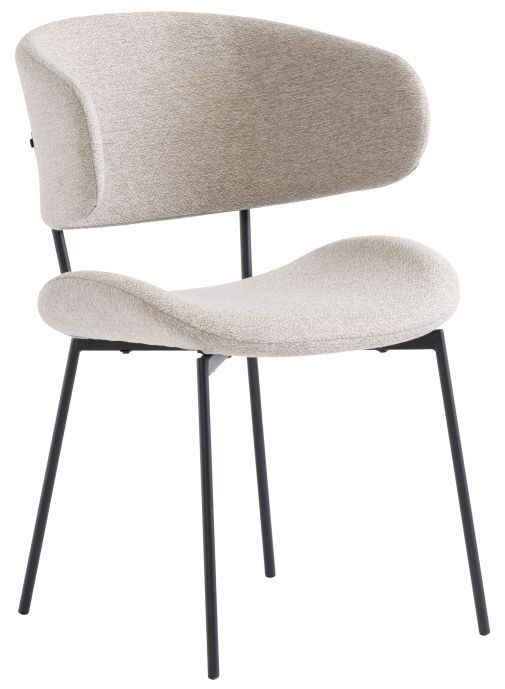 Willlow Linen Fabric Dining Chair With Black Powder Coated Legs Sold In Pairs