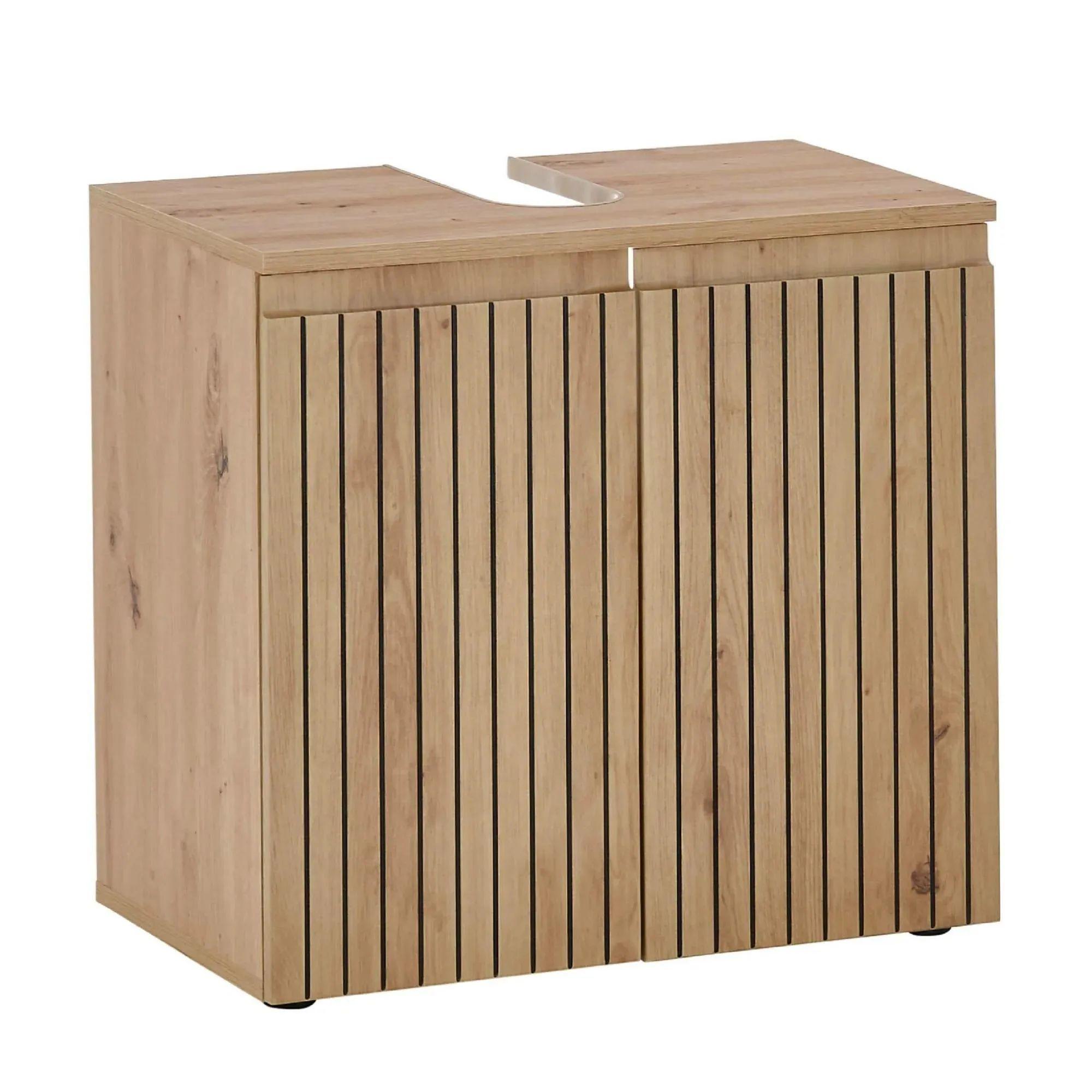 Austin Ribbed Oak Under Sink Cabinet - 2 Door