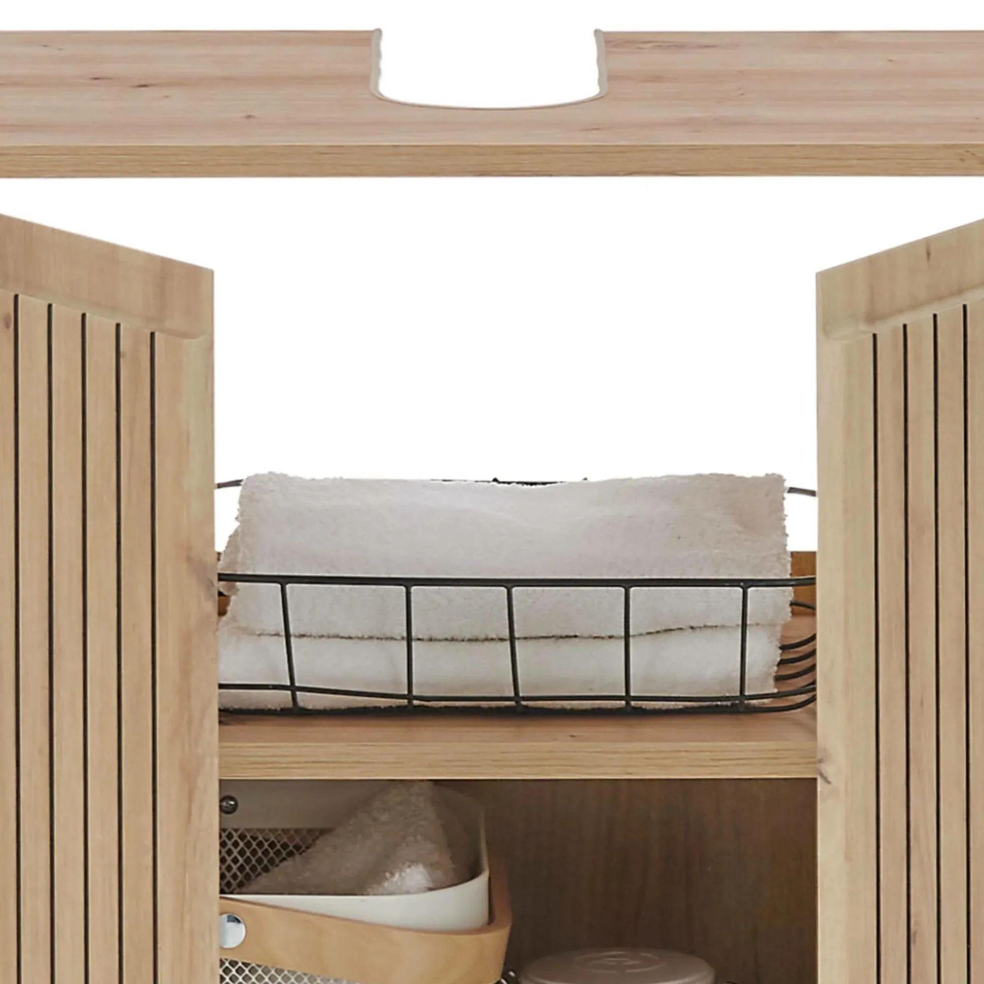 Austin Ribbed Oak Under Sink Cabinet - 2 Door