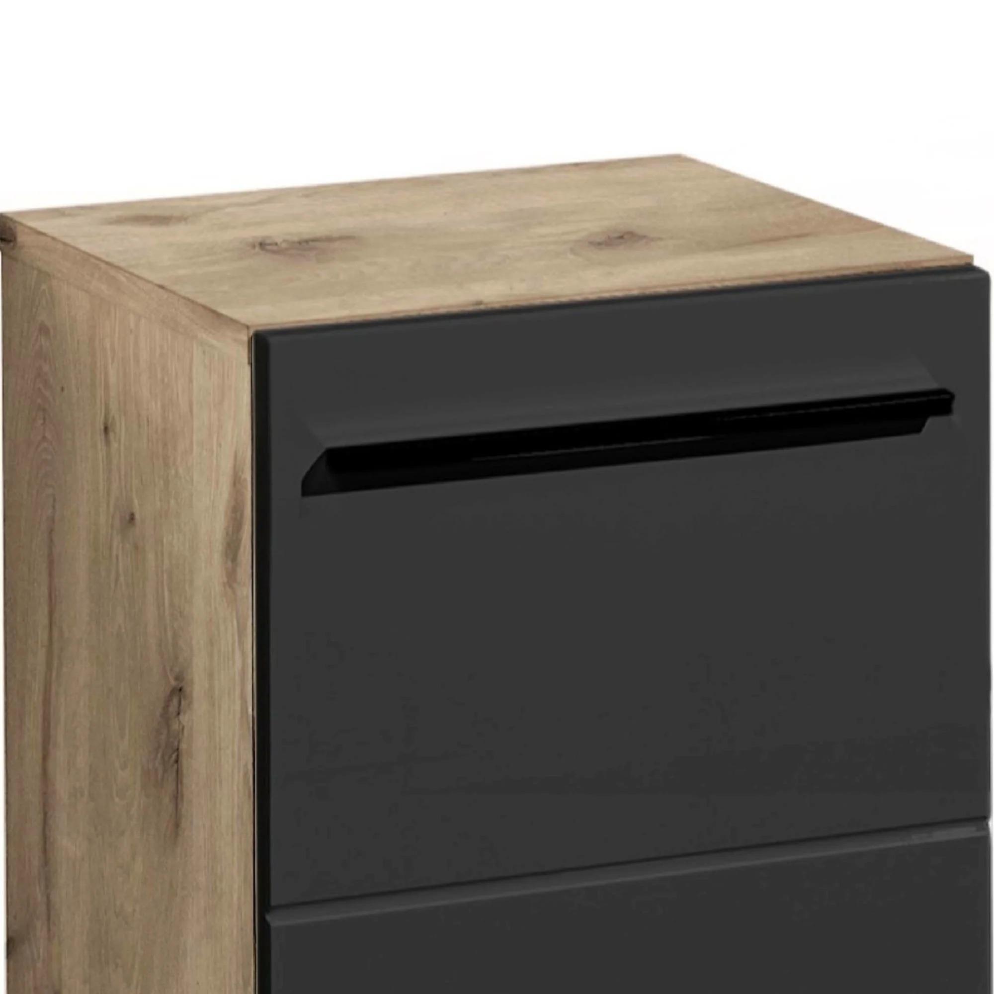 Vista Storage Cabinet - 1 Door - Oak and Black