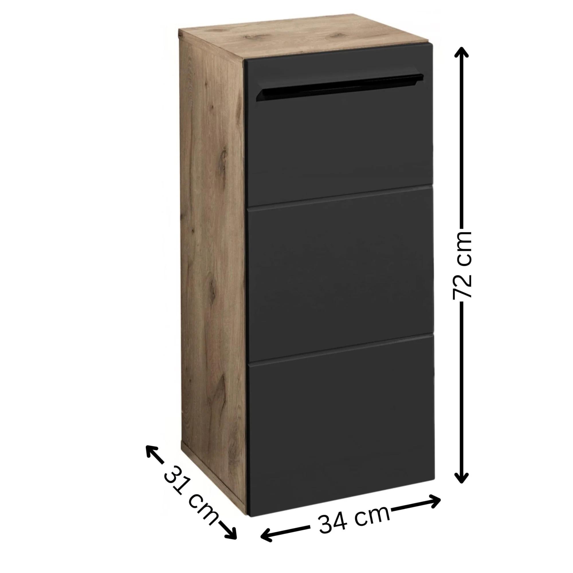 Vista Storage Cabinet - 1 Door - Oak and Black