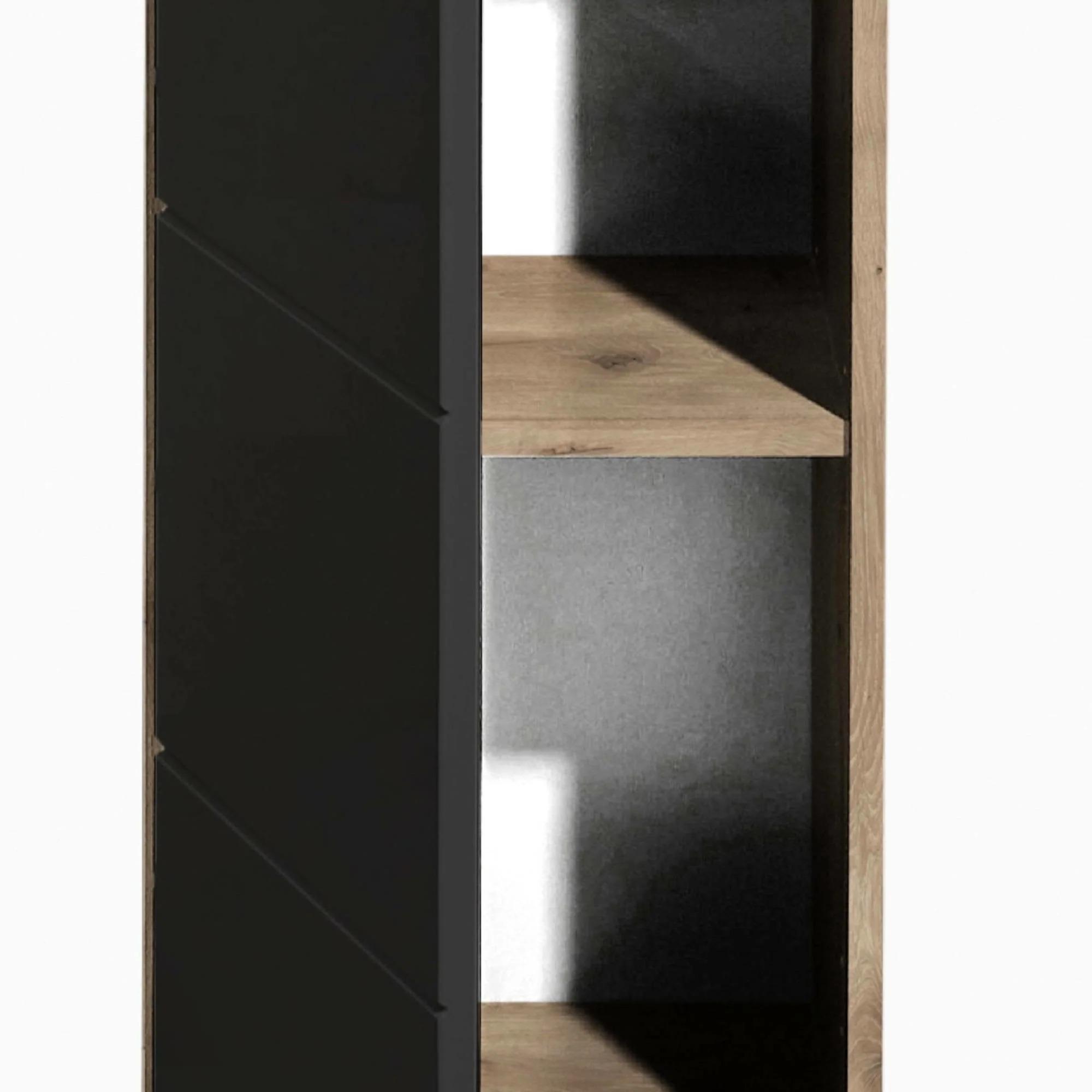 Vista Wall Cabinet - 1 Door - Oak and Black
