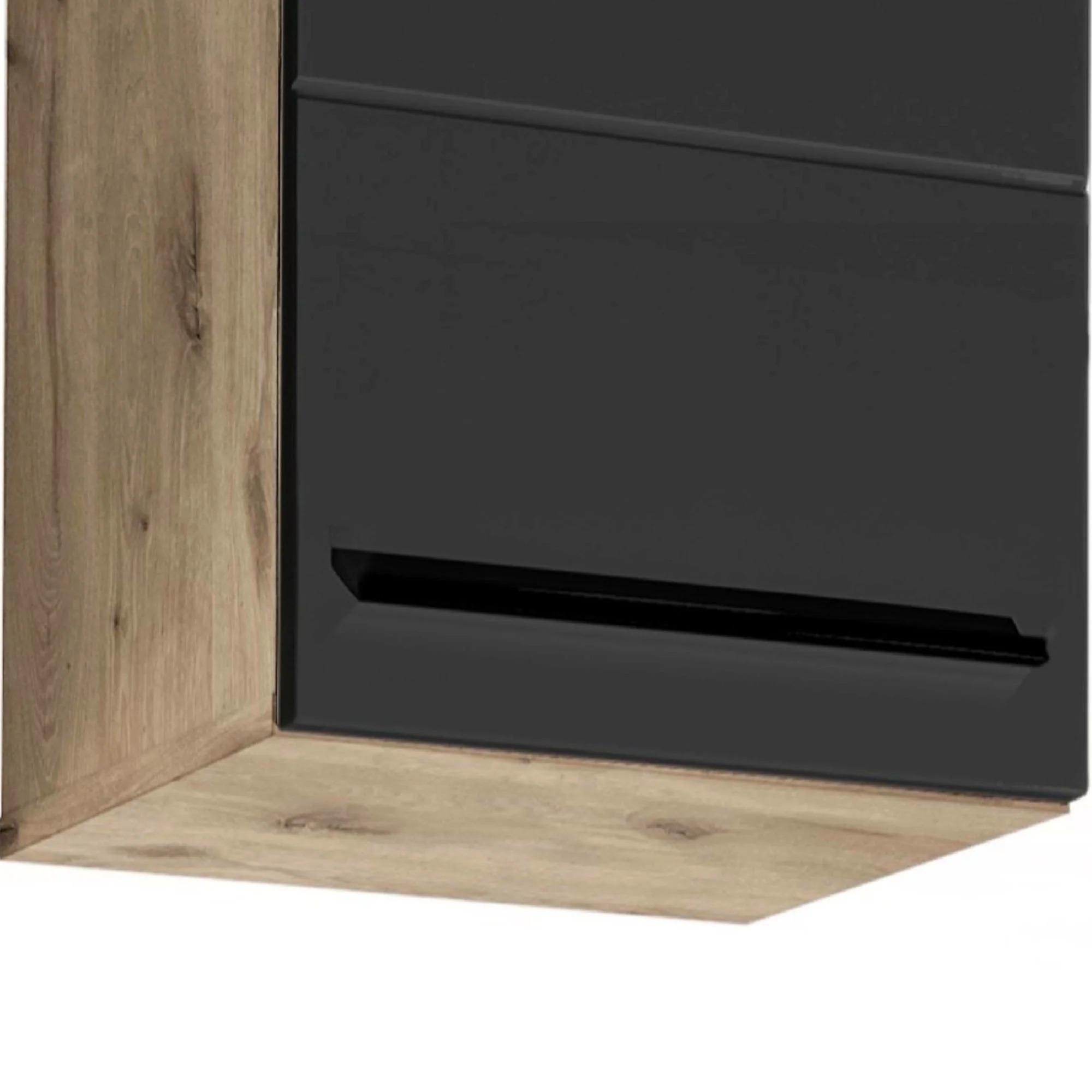 Vista Wall Cabinet - 1 Door - Oak and Black