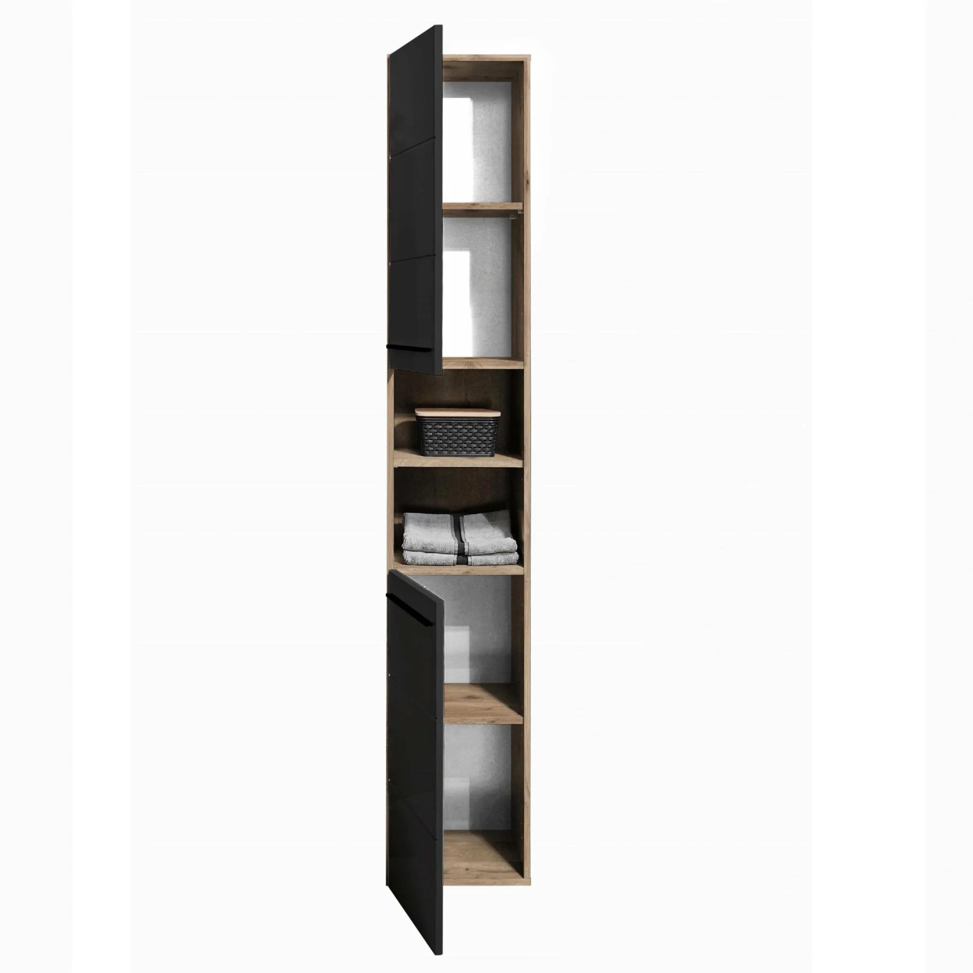 Vista Tall Cabinet - 2 Door - Oak and Black
