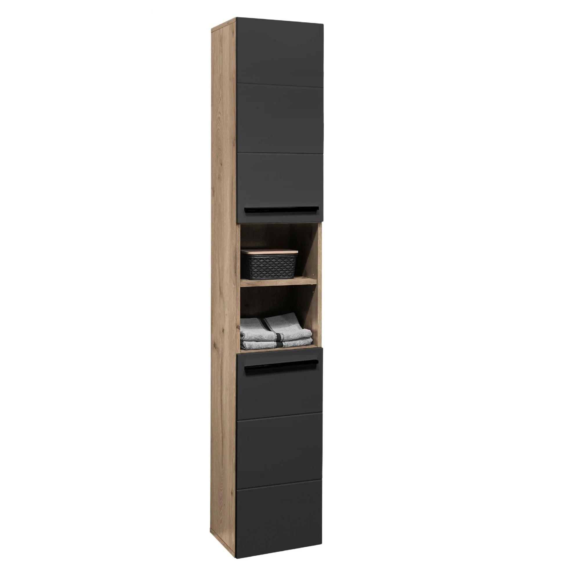Vista Tall Cabinet - 2 Door - Oak and Black