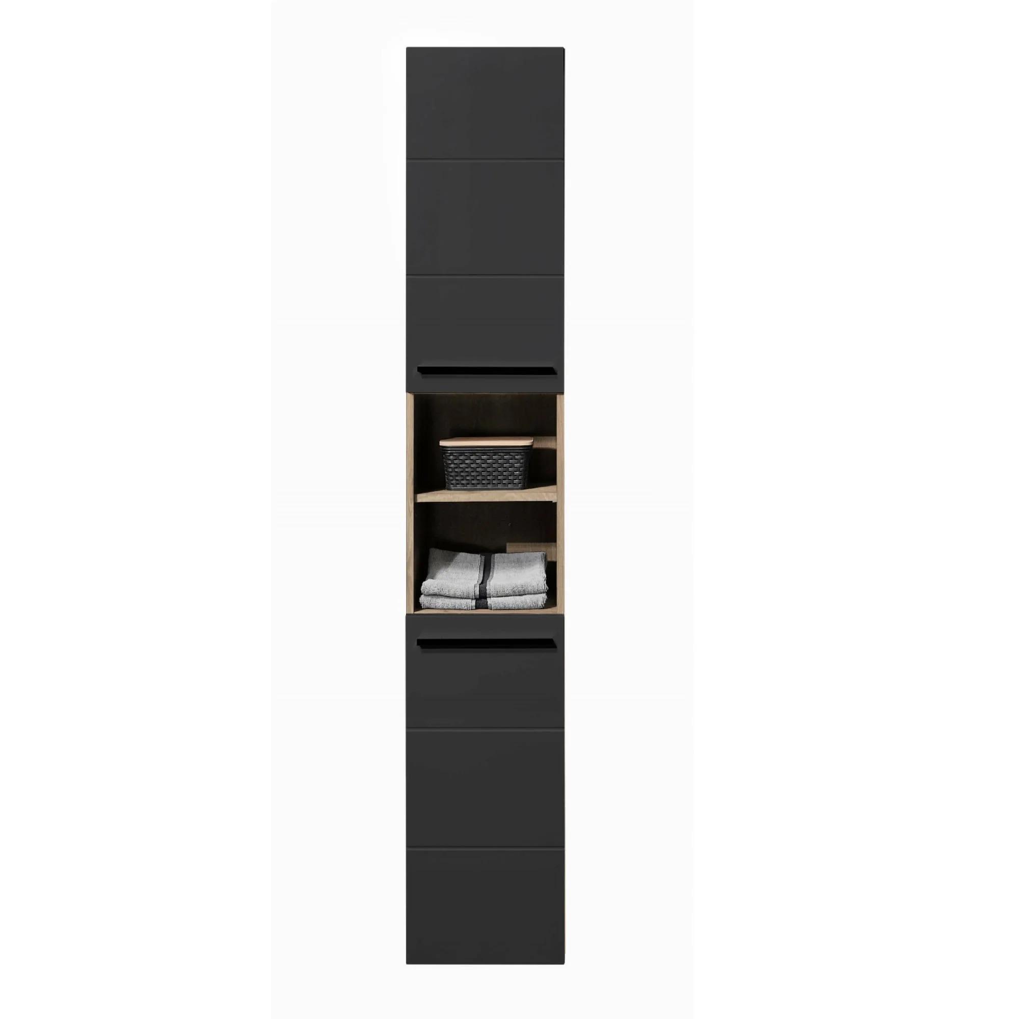 Vista Tall Cabinet - 2 Door - Oak and Black