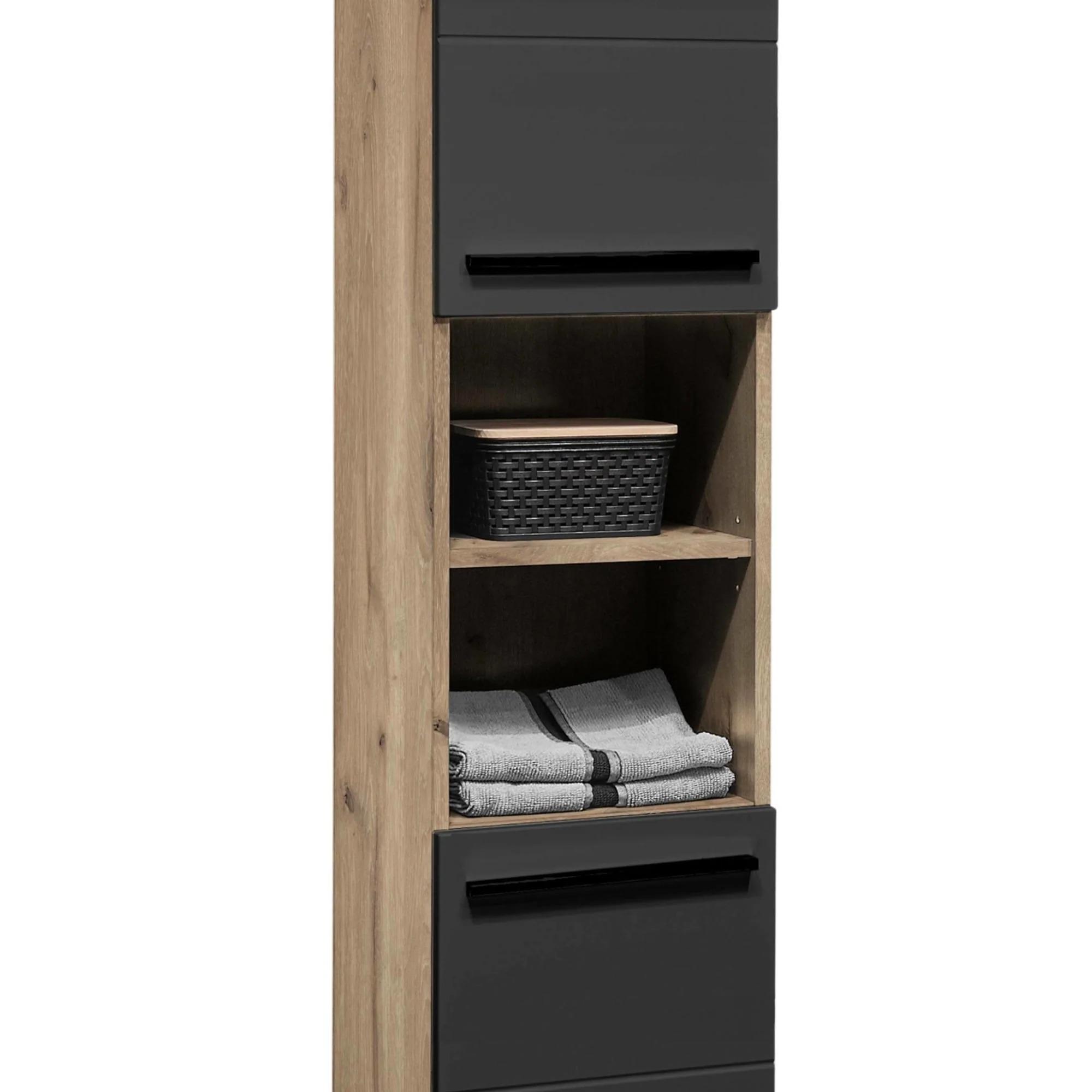 Vista Tall Cabinet - 2 Door - Oak and Black