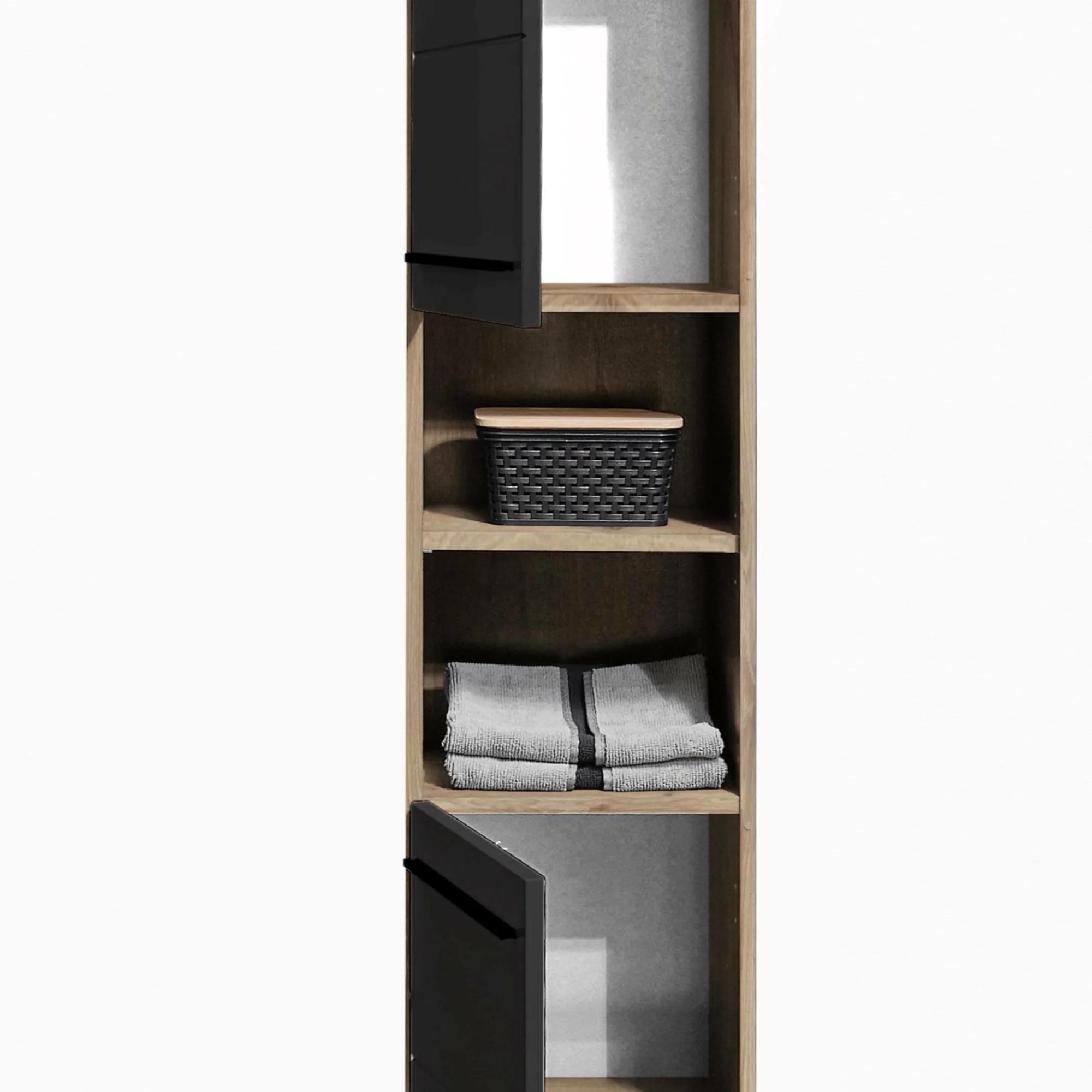 Vista Tall Cabinet - 2 Door - Oak and Black