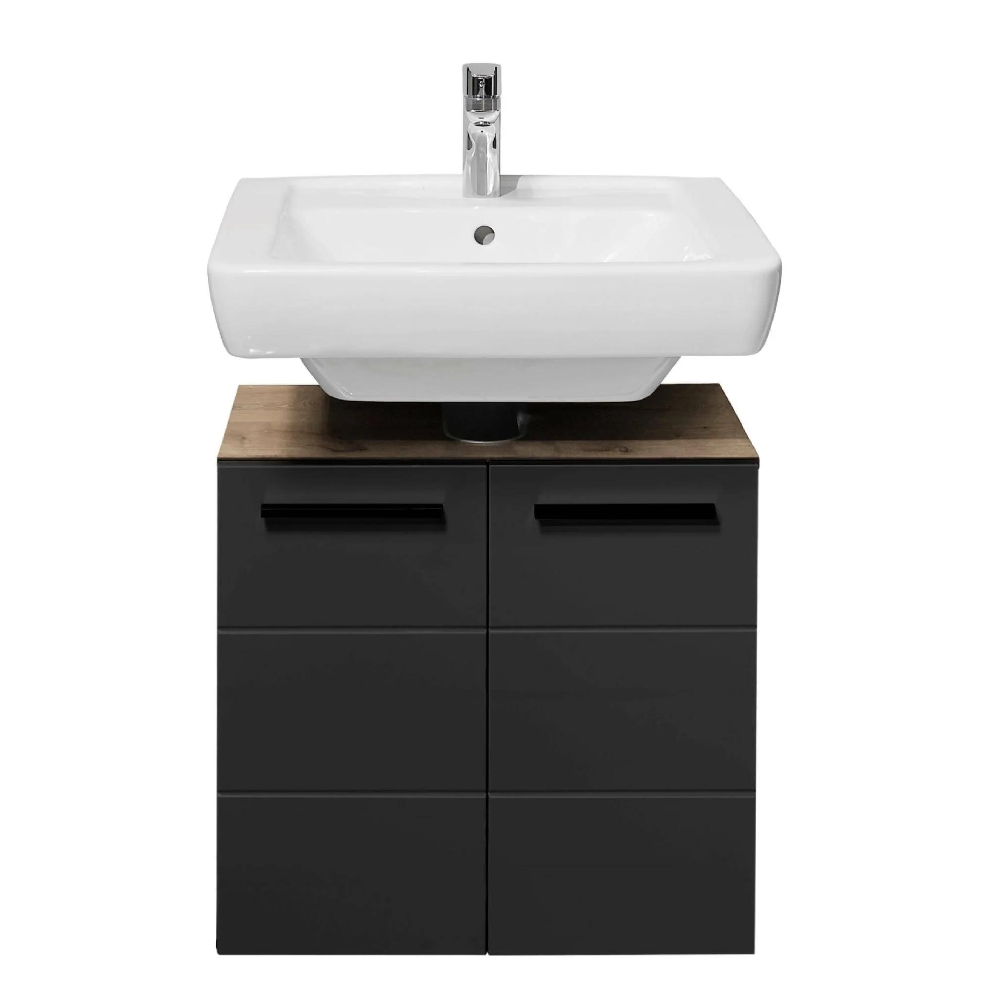 Vista Under Sink Cabinet - 2 Door - Oak and Black