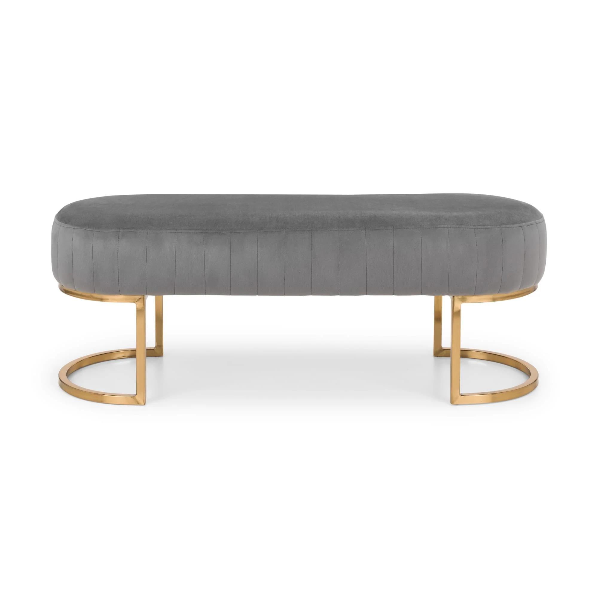 Harrogate Grey Curved Upholstered Bench