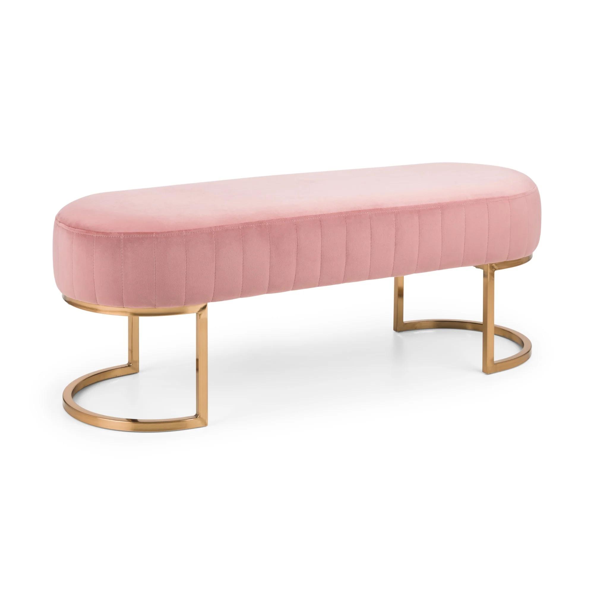 Harrogate Pink Curved Upholstered Bench