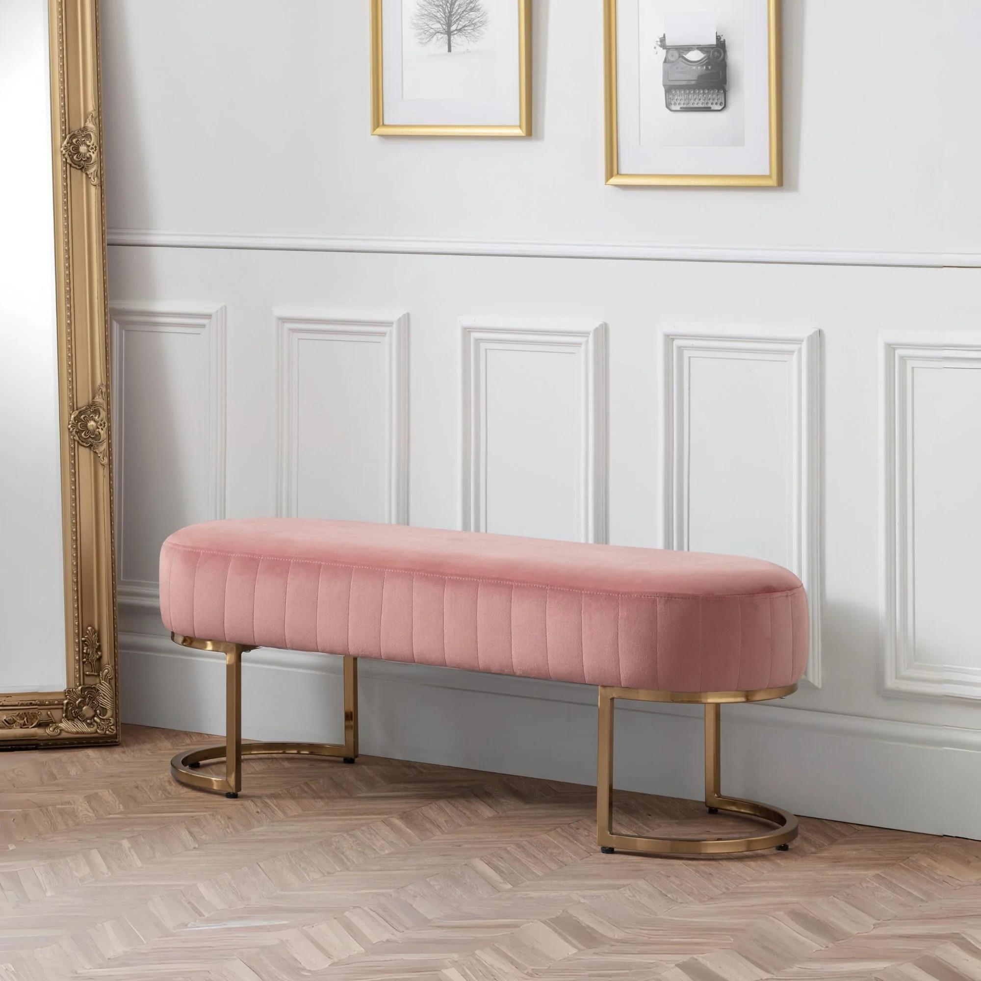 Harrogate Pink Curved Upholstered Bench