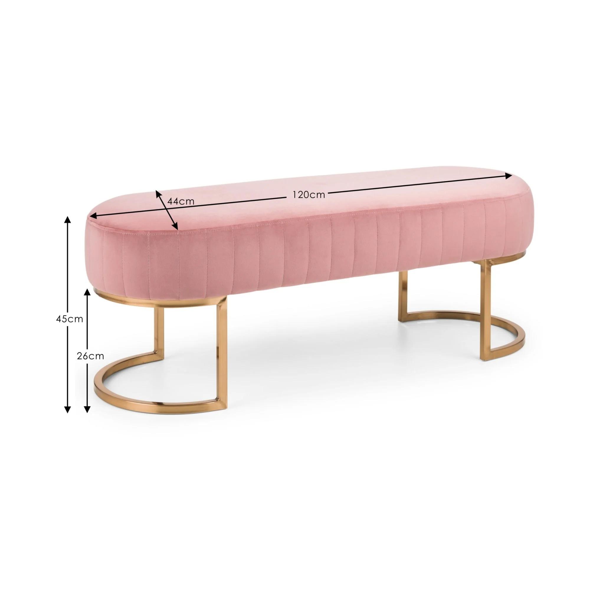 Harrogate Pink Curved Upholstered Bench