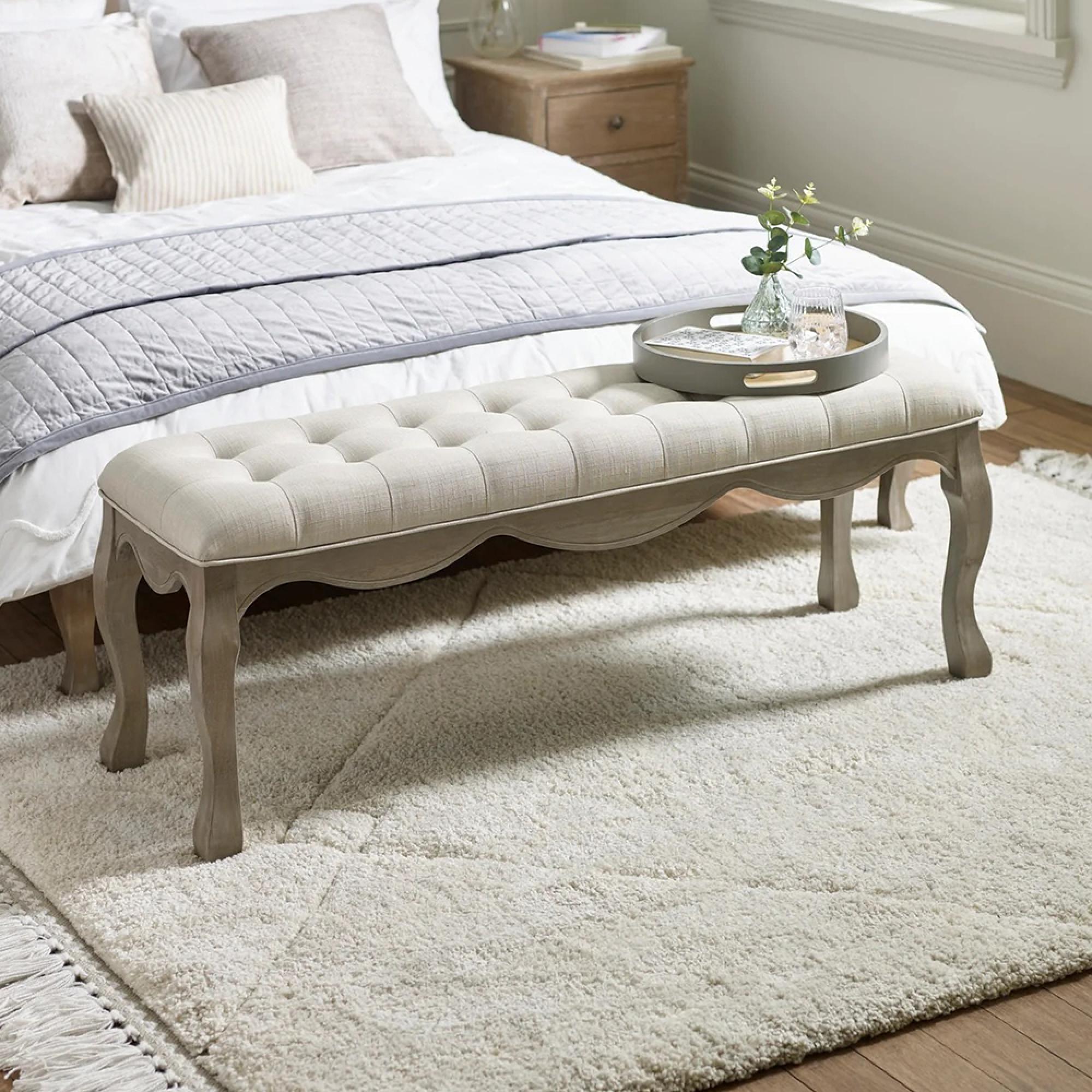 Camille Bench - Oatmeal Fabric