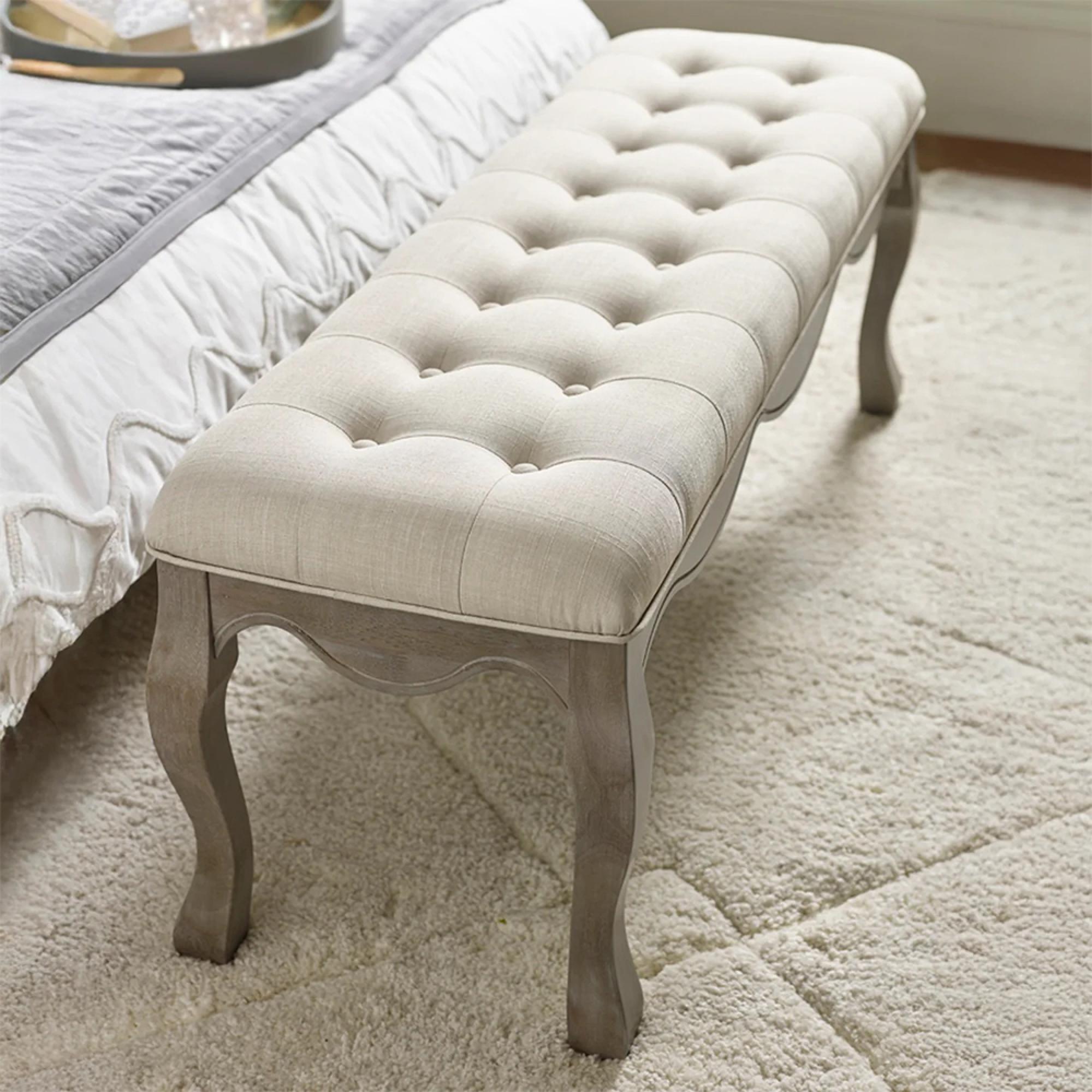 Camille Bench - Oatmeal Fabric