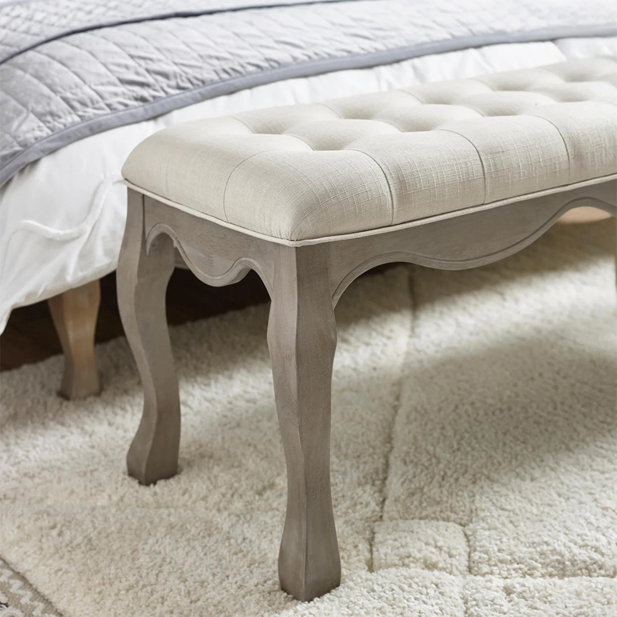 Camille Bench - Oatmeal Fabric