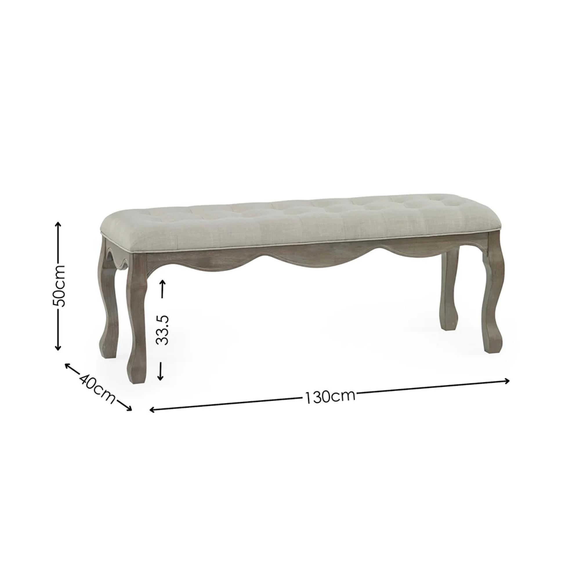 Camille Bench - Oatmeal Fabric