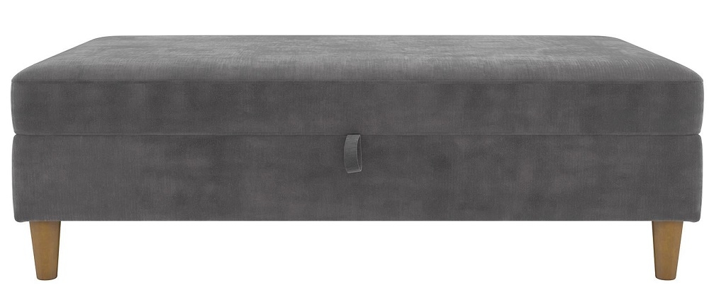 Harford Chenille Grey Fabric Storage Ottoman Bench - 2196459UK