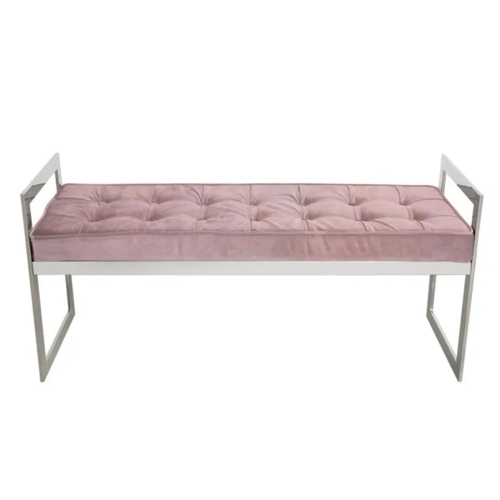Zenith - Bench - Pink Velvet Fabric and Chrome