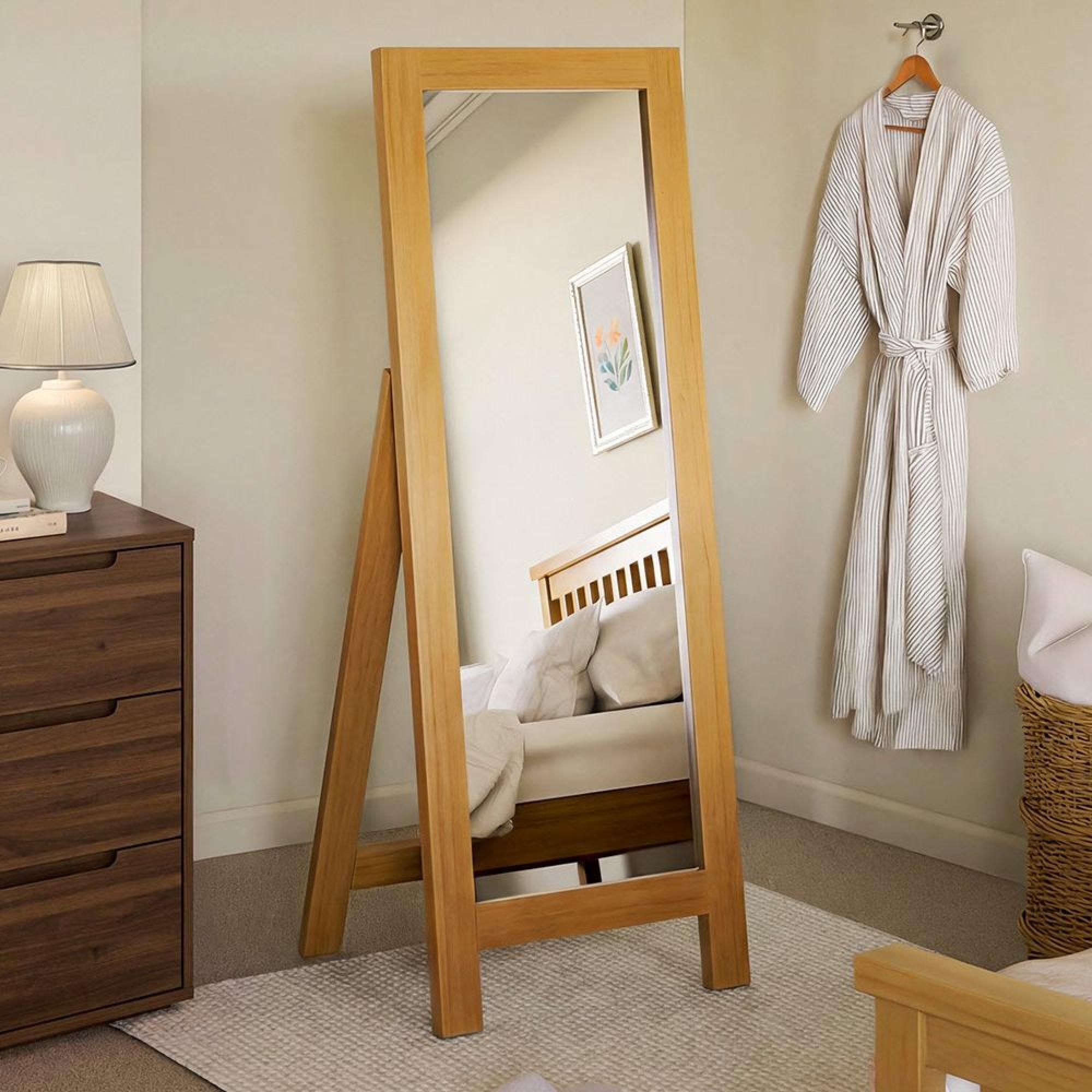 Churchill Waxed Pine Cheval Bedroom Mirror - 53cm x 147cm
