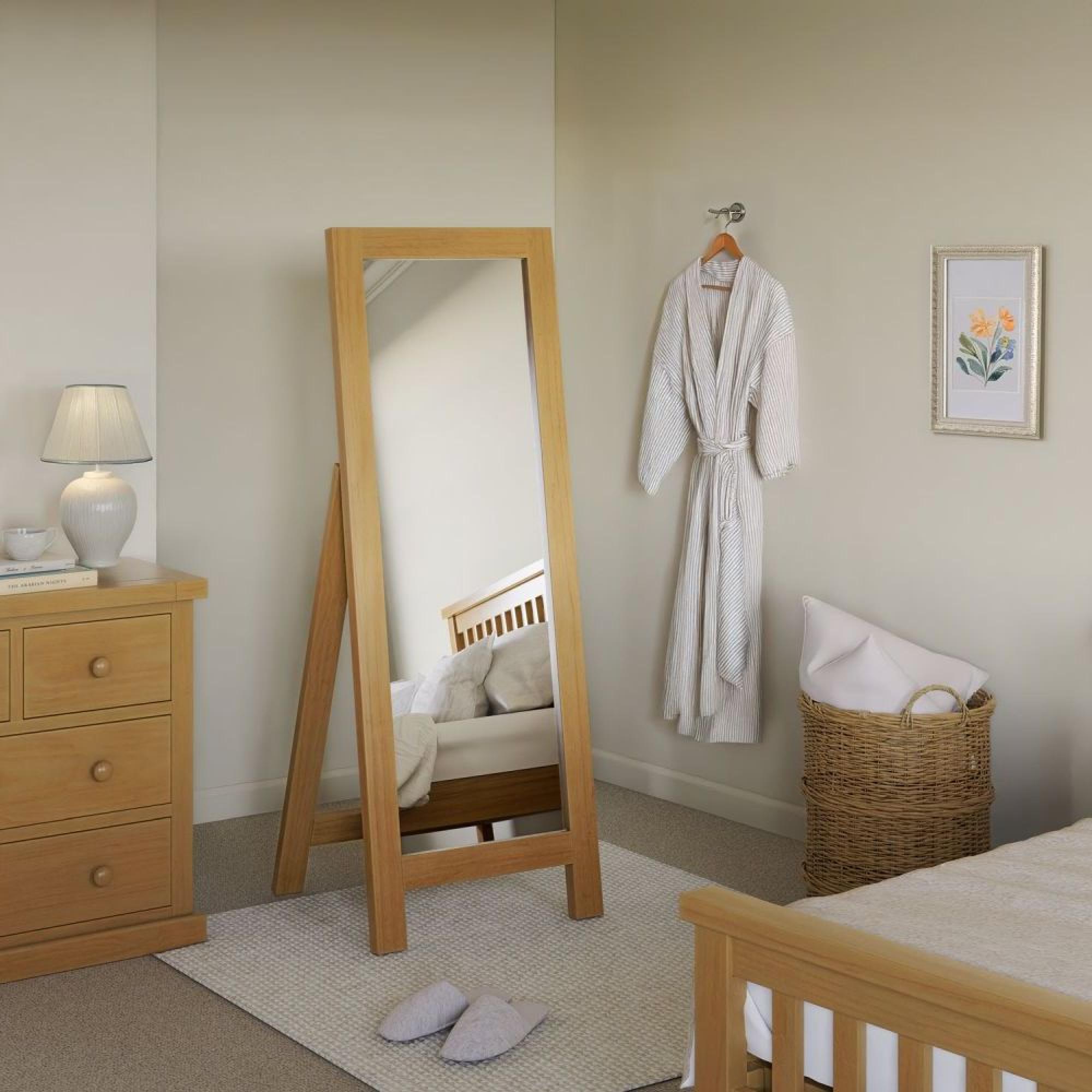 Churchill Waxed Pine Cheval Bedroom Mirror - 53cm x 147cm