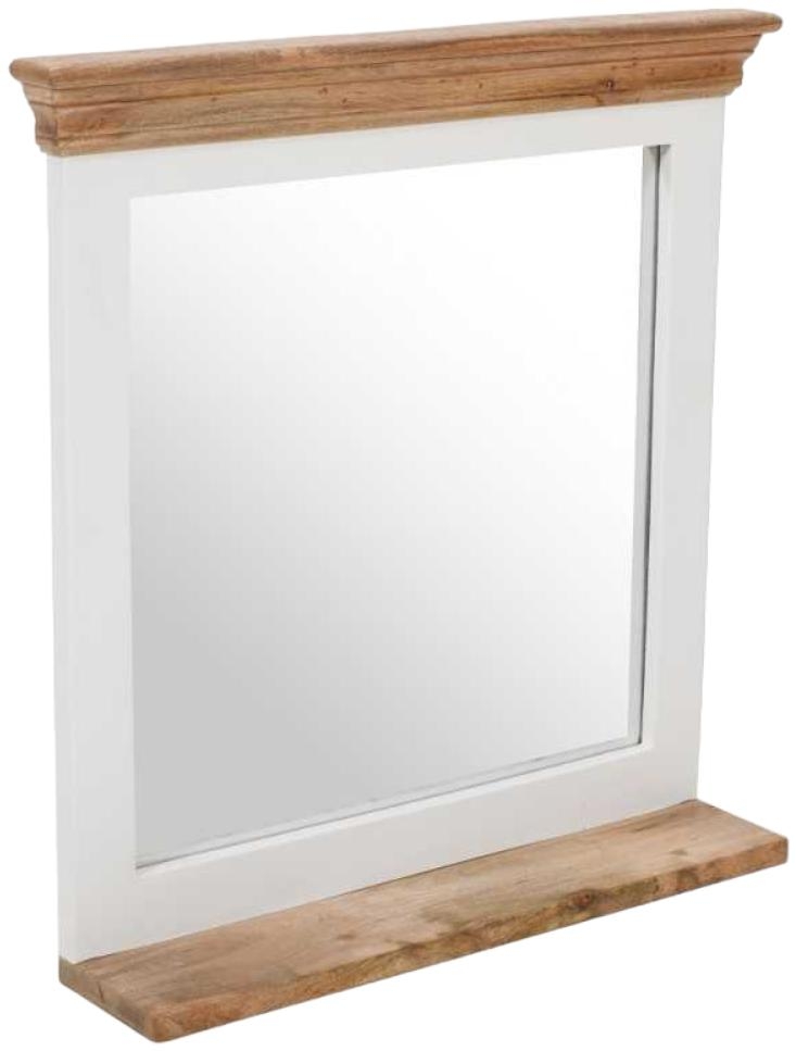 Coastal White and Wood Dressing Mirror