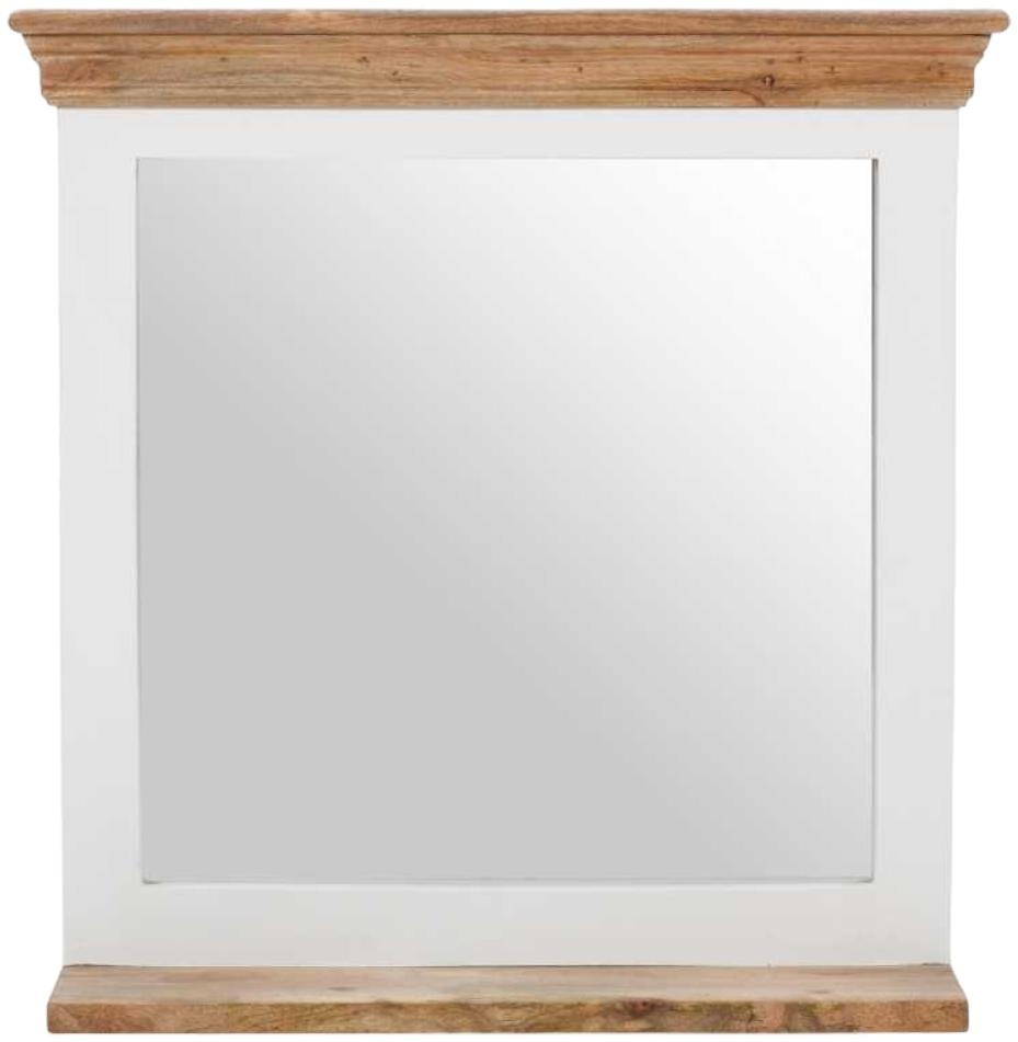 Coastal White and Wood Dressing Mirror