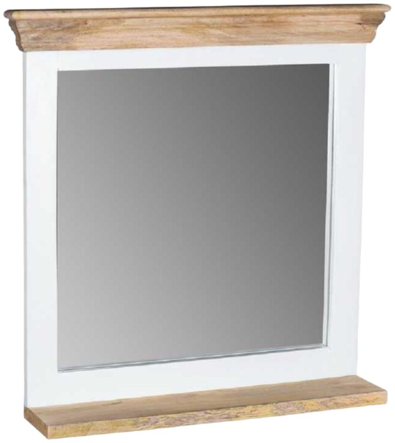 Coastal White and Wood Dressing Mirror