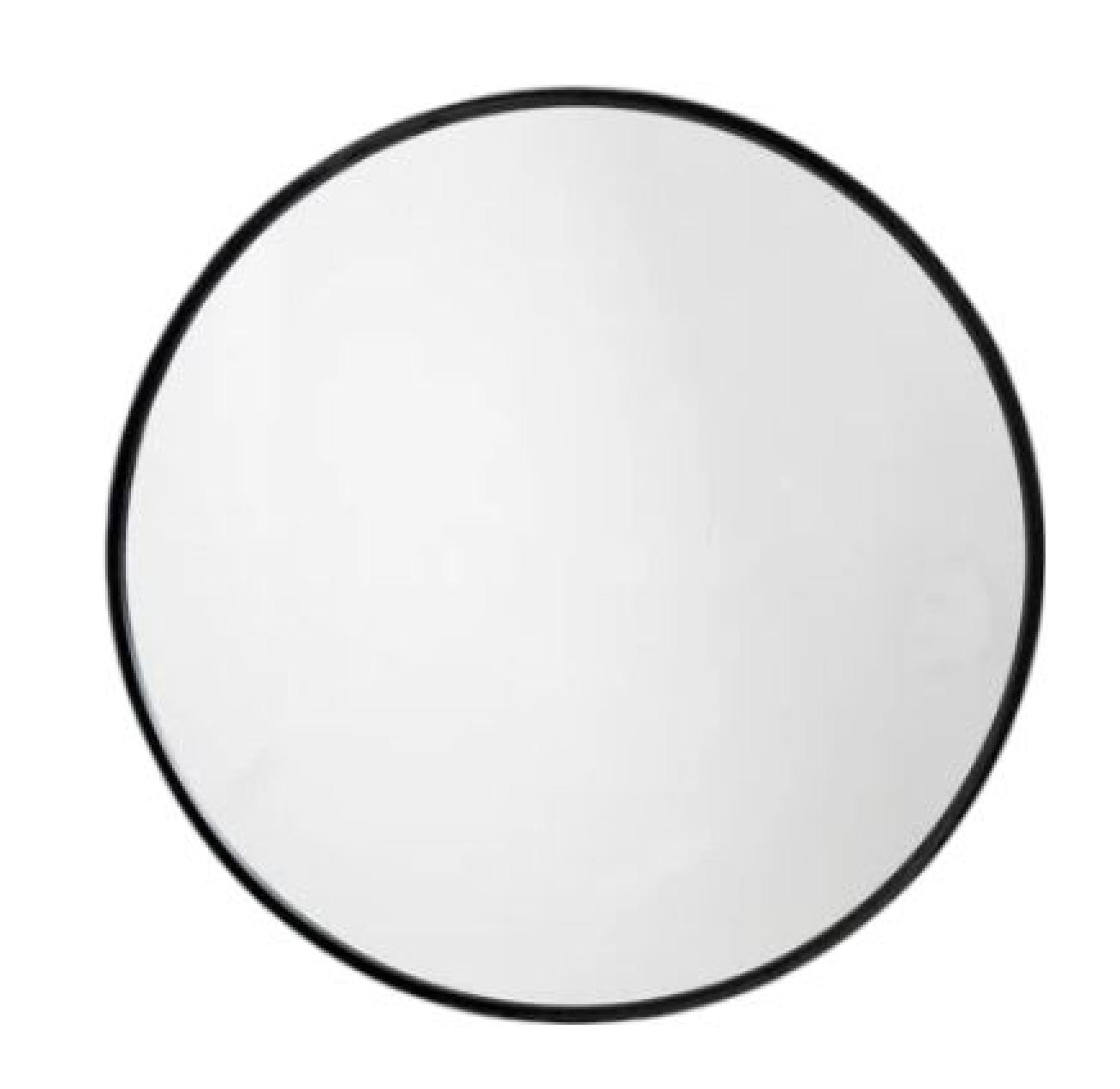 Ortega Black Metal Round Wall Mirror