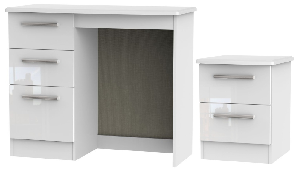 Knightsbridge White 2 Piece Bedroom Set with 2 Drawer Bedside