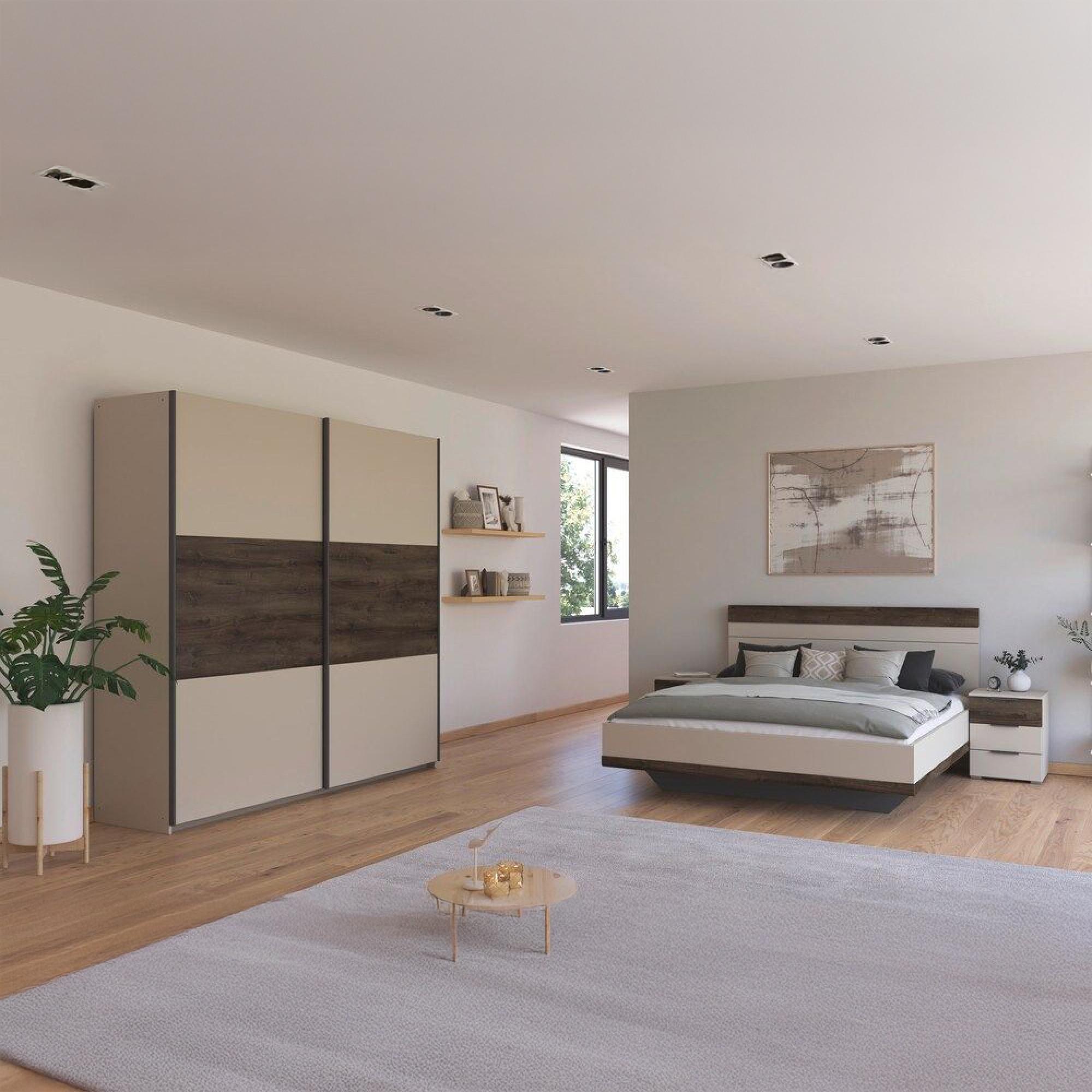 Rauch Sajo 180cm Bedroom Set with Wardrobe - Champagne and Atlantic Dark Oak