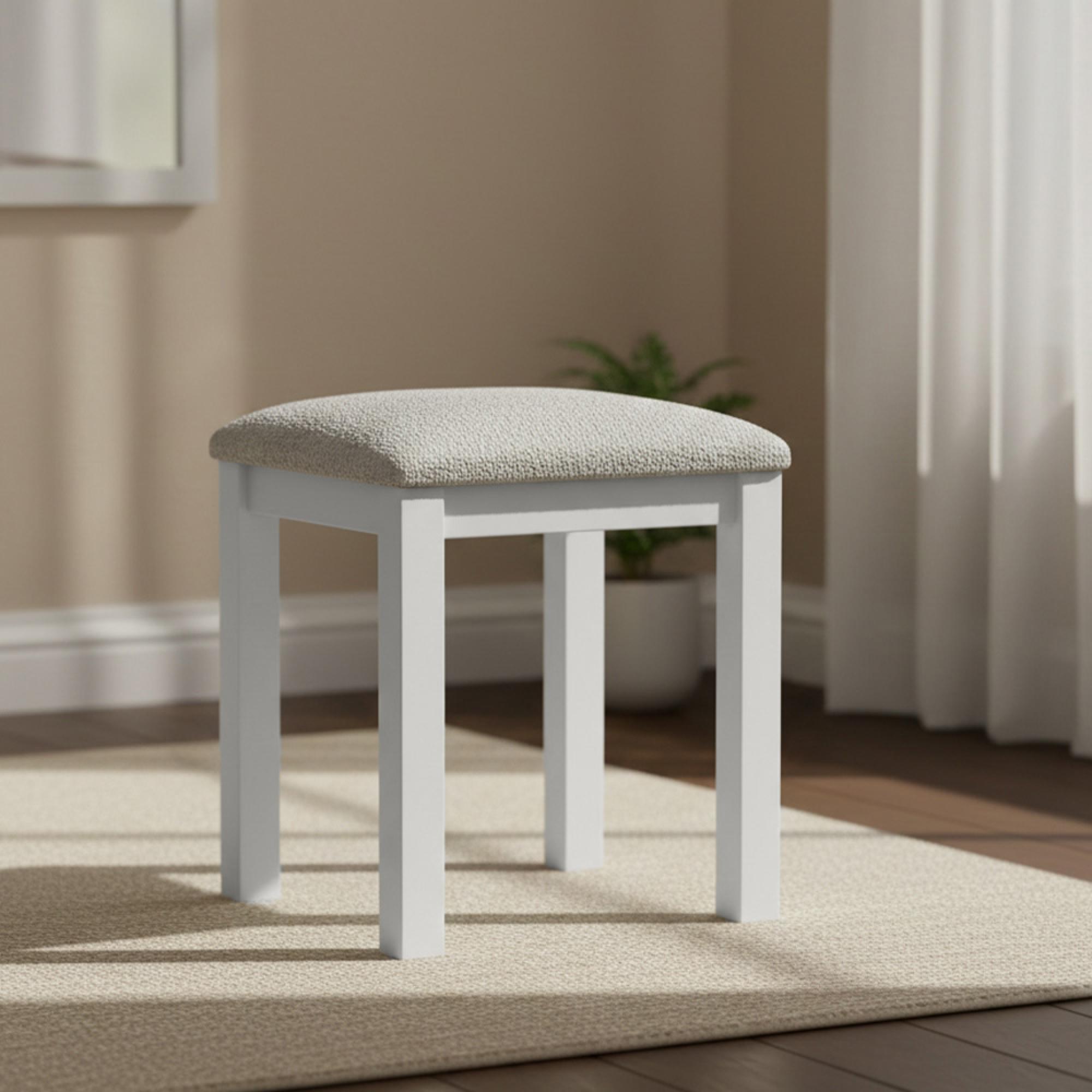 Modern Dressing Stool - Padded - Grey Painted