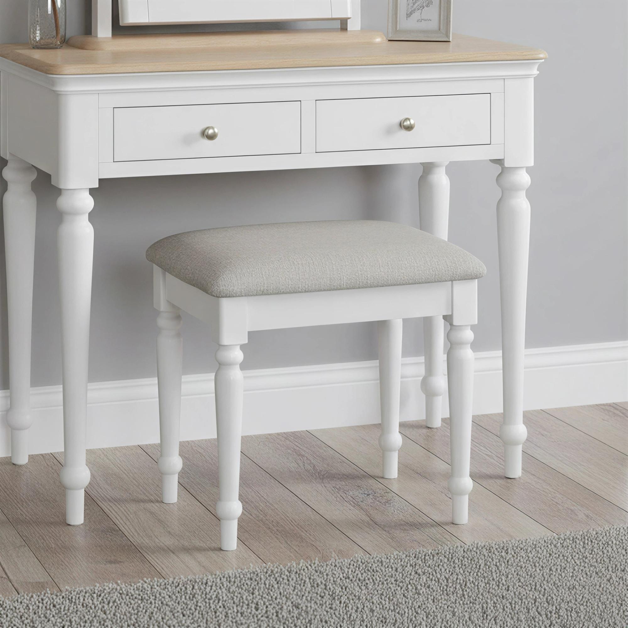 Cromwell Padded Dressing Stool - White Painted