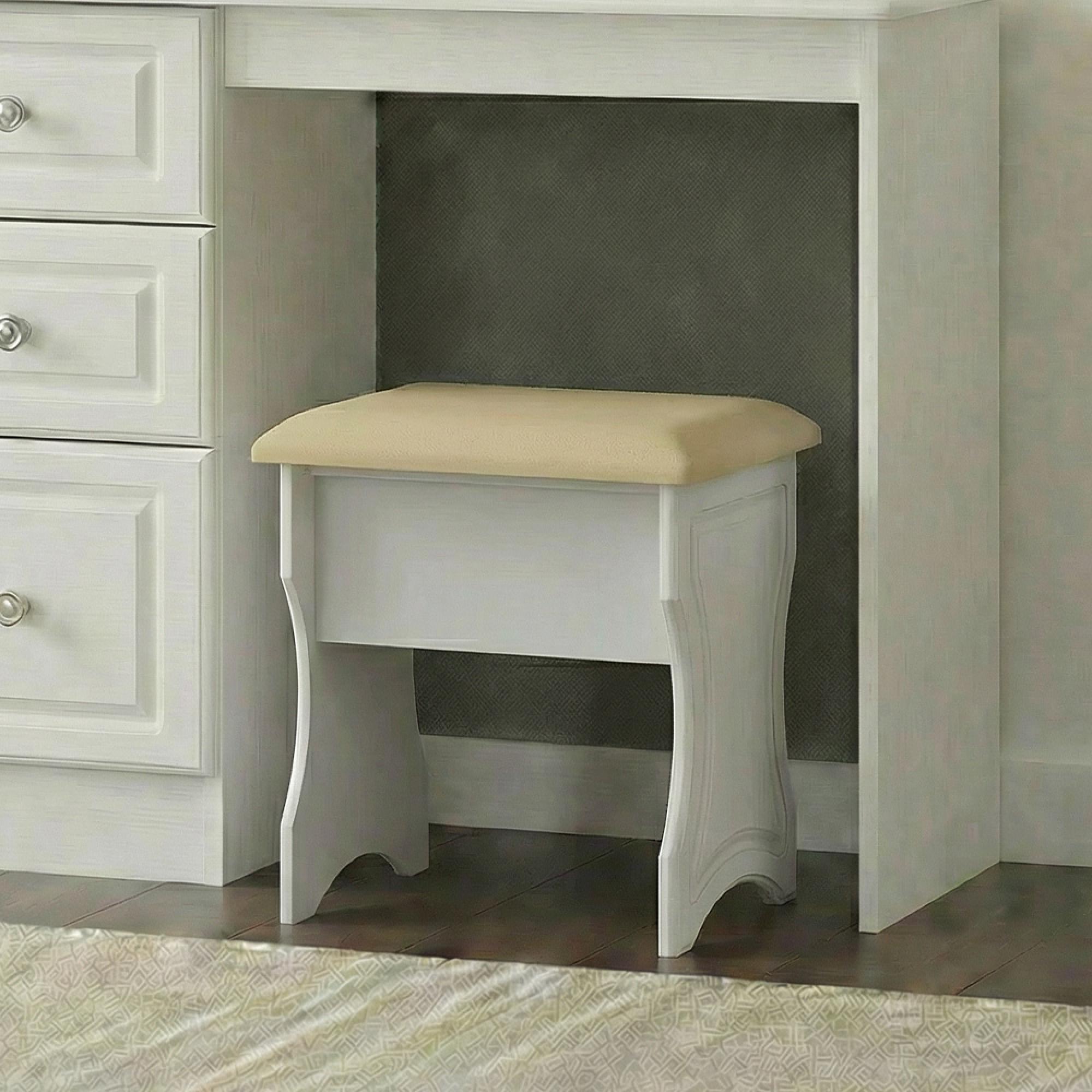 Pembroke White Padded Dressing Stool