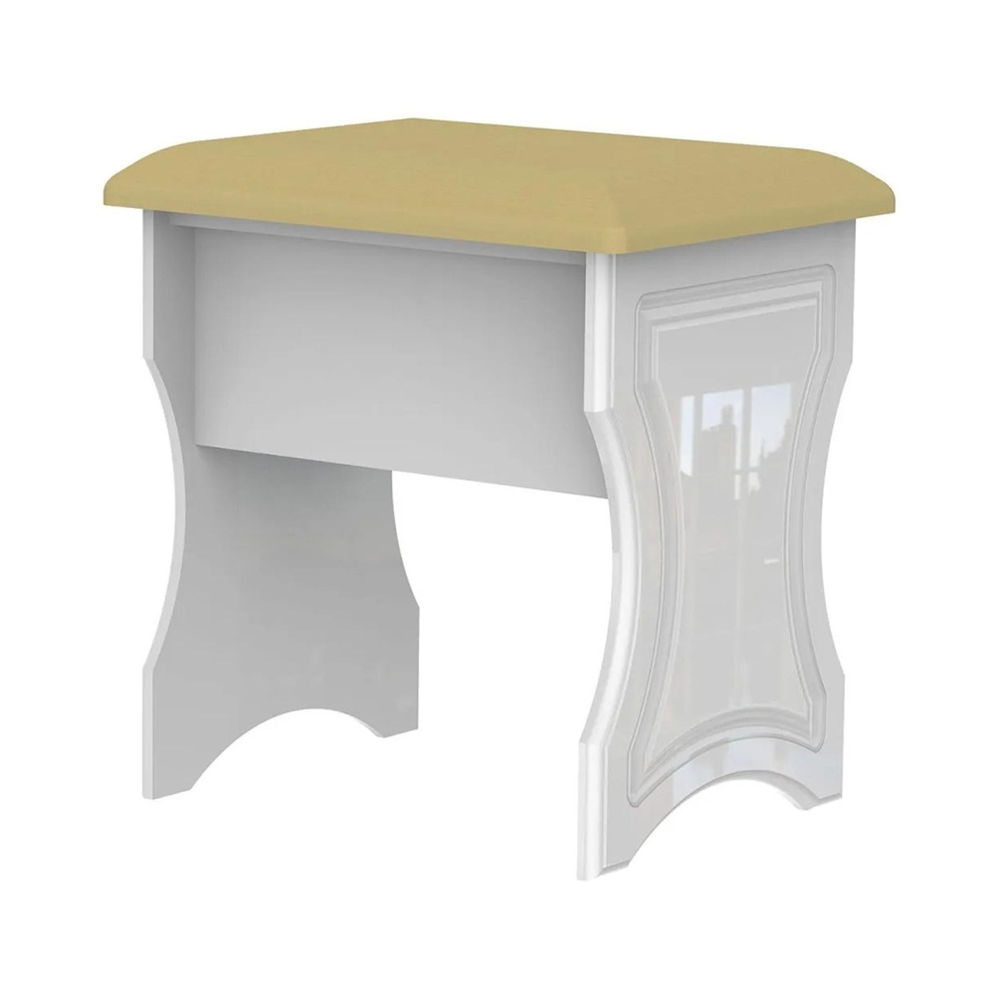 Balmoral Padded Dressing Stool - White Gloss
