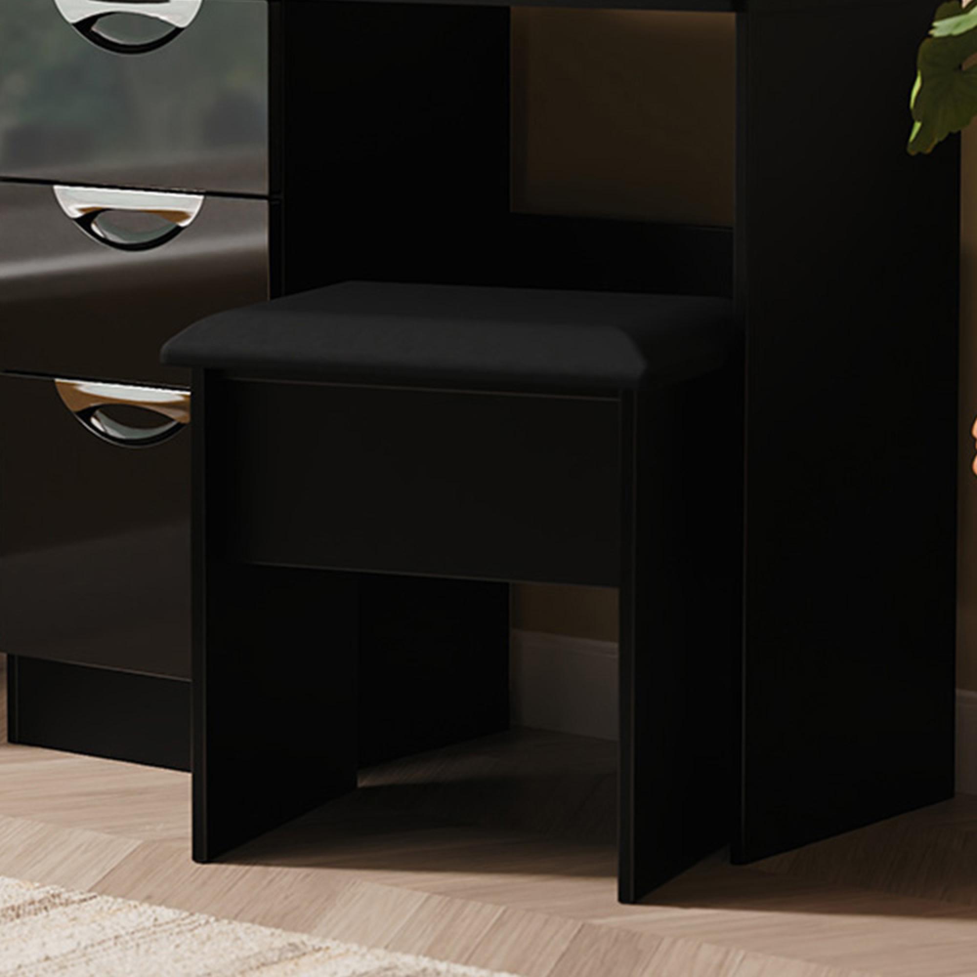 Camden Dressing Stool - Padded - Black Gloss