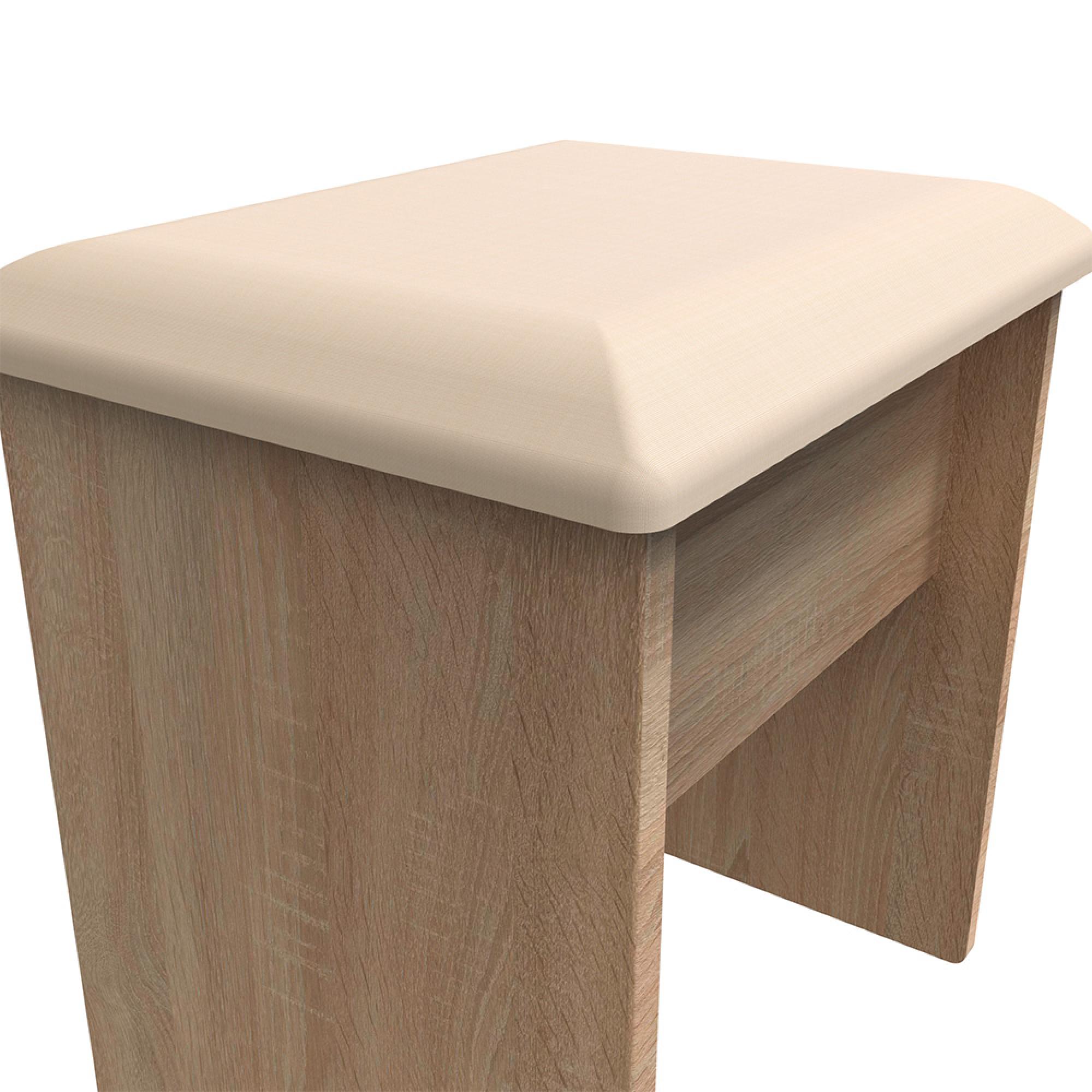 Devon Padded Dressing Stool - Oak