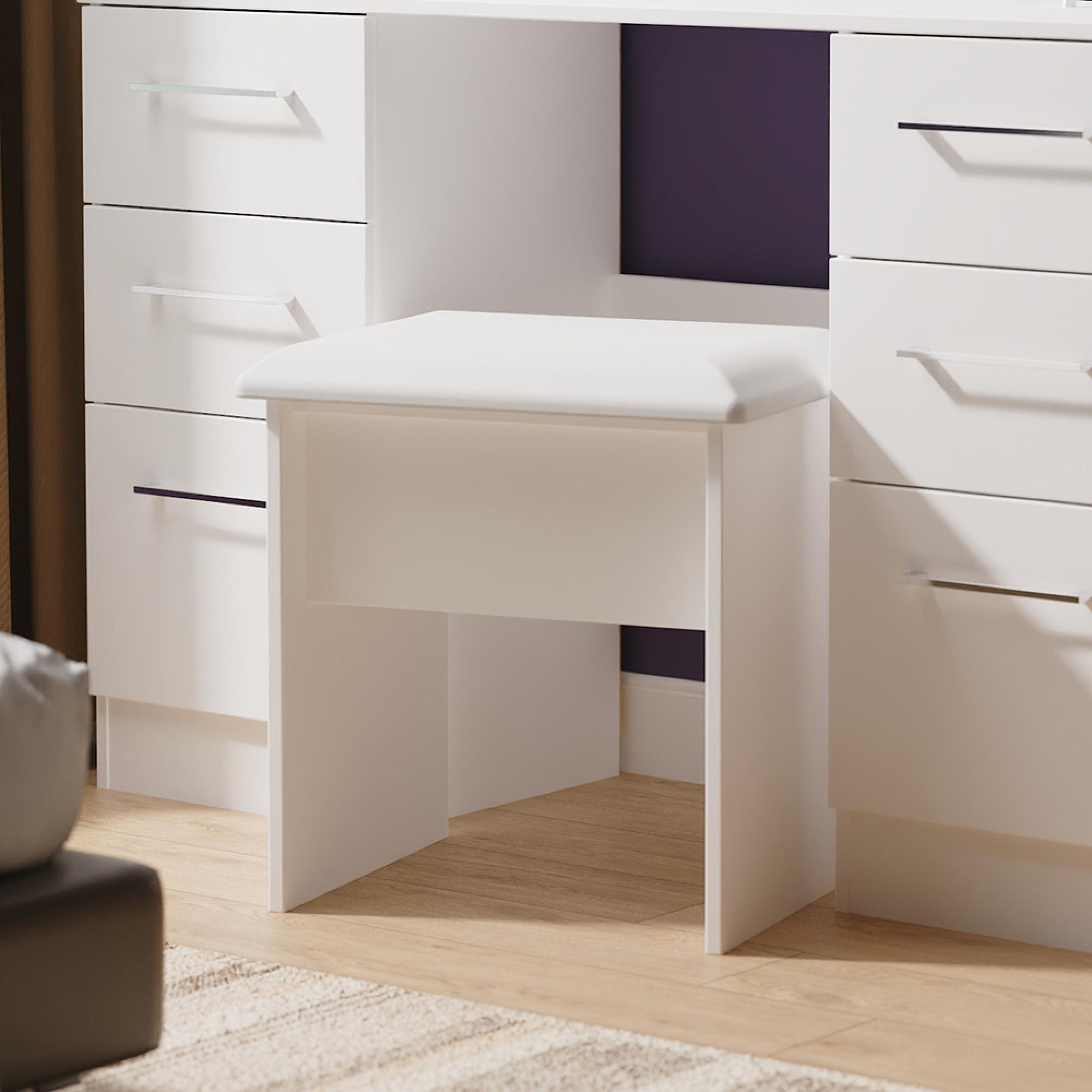 Worcester Dressing Stool - Padded - White