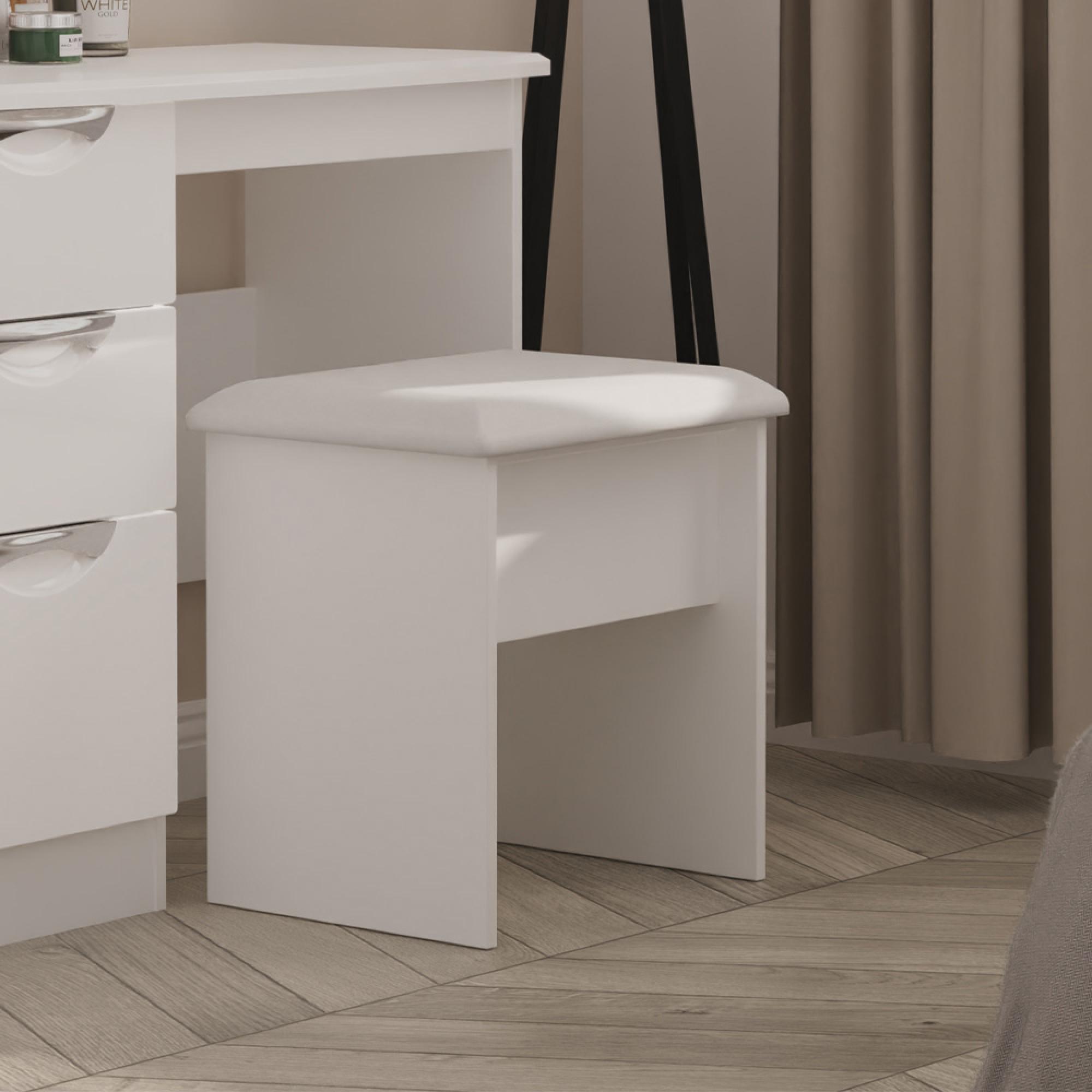 Camden Dressing Stool - Padded - White Gloss