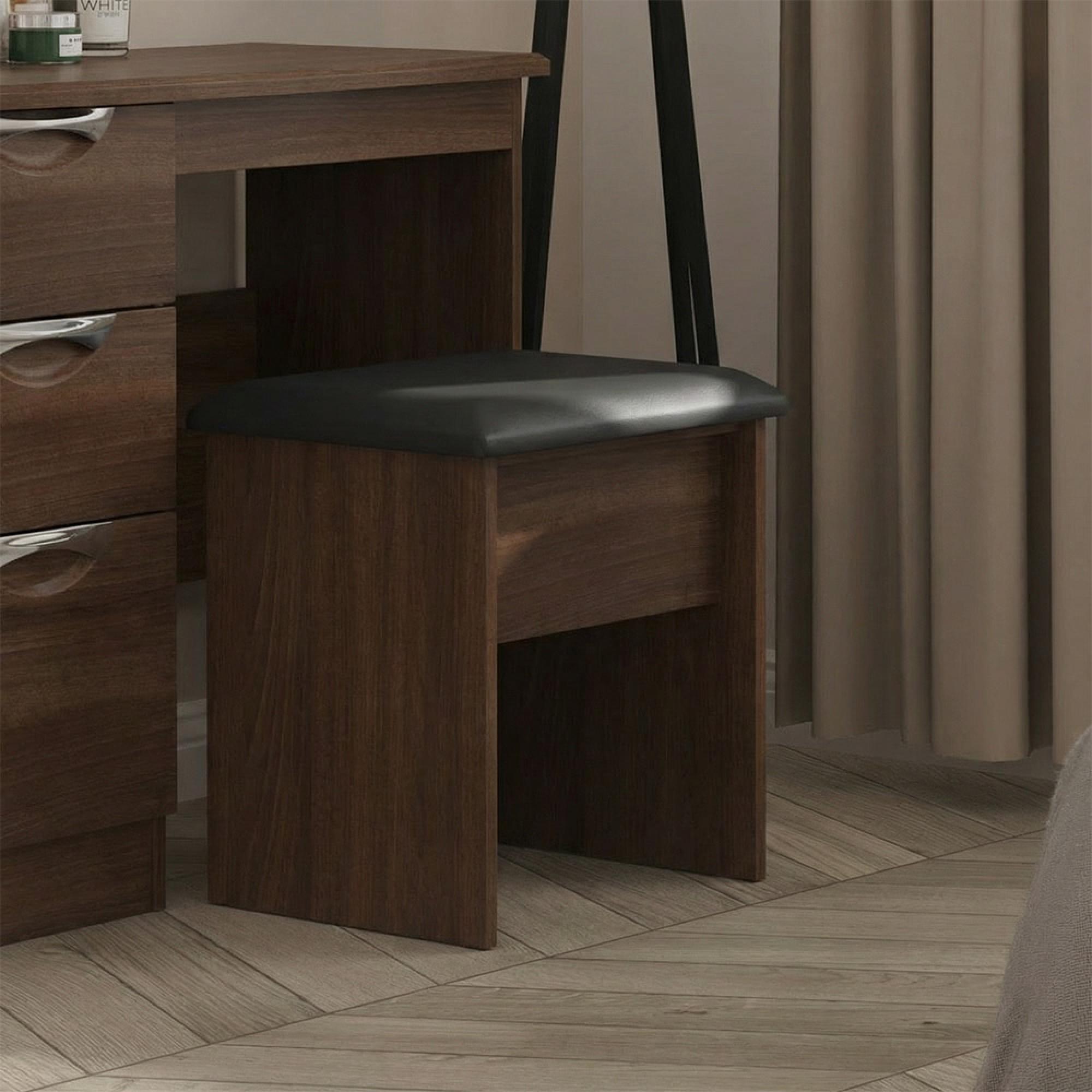 Avon Padded Dressing Stool - Walnut