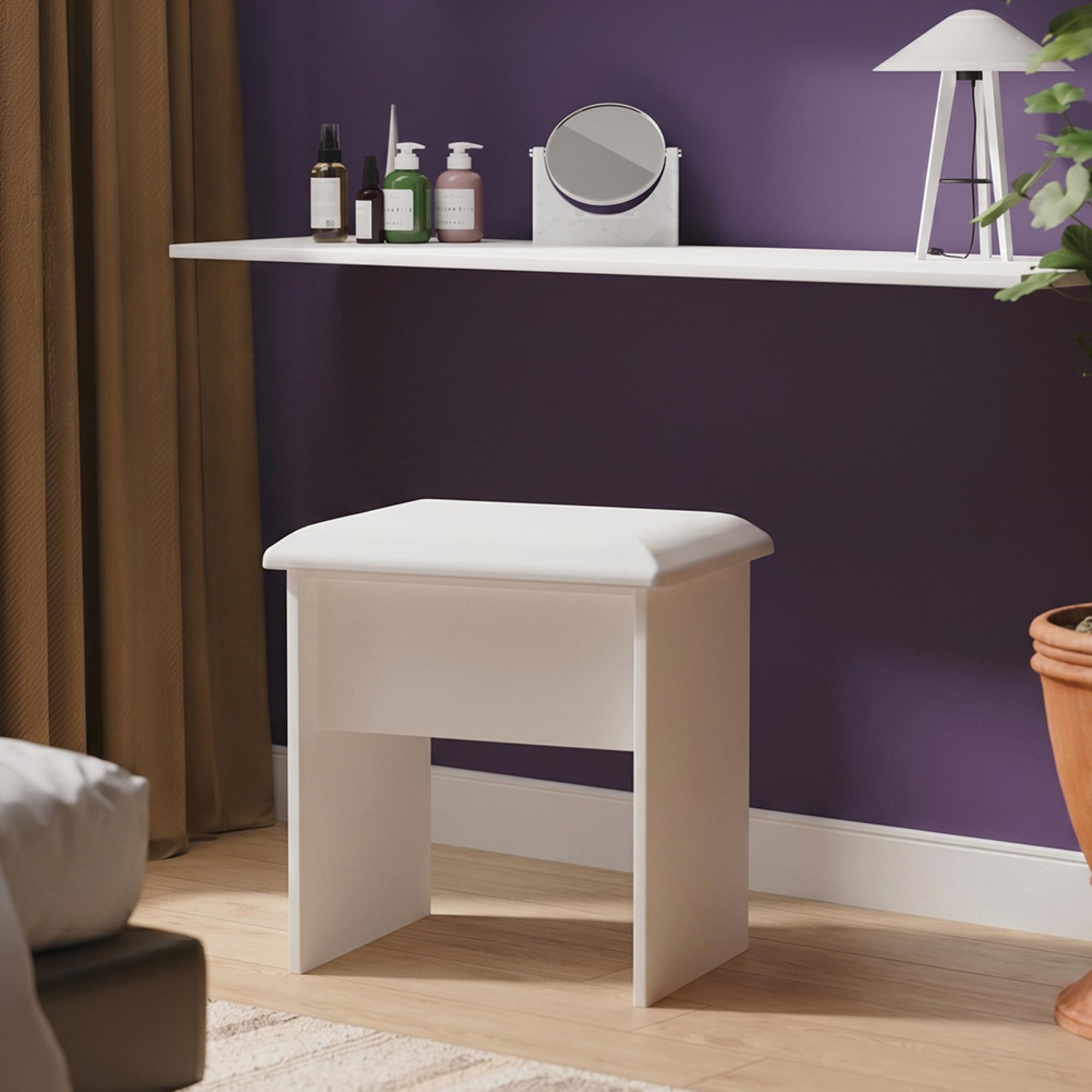 Java Dressing Stool - Padded - White Matt