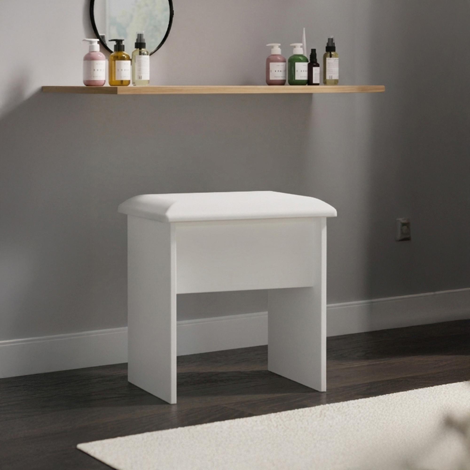 Yarmouth Dressing Stool - Padded - White Matt
