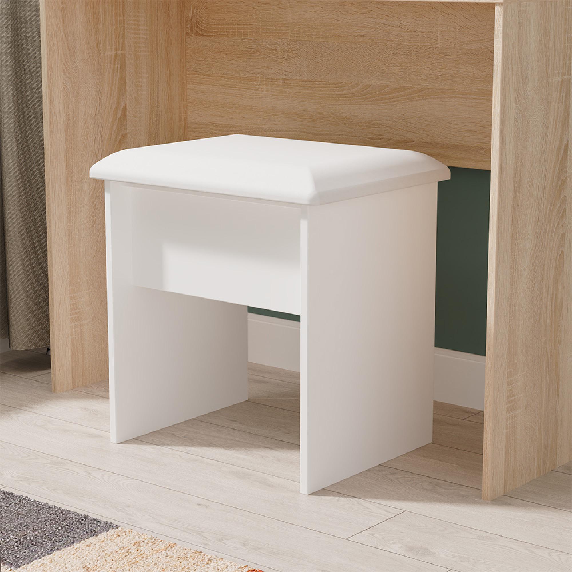 Norfolk Dressing Stool - Padded - White