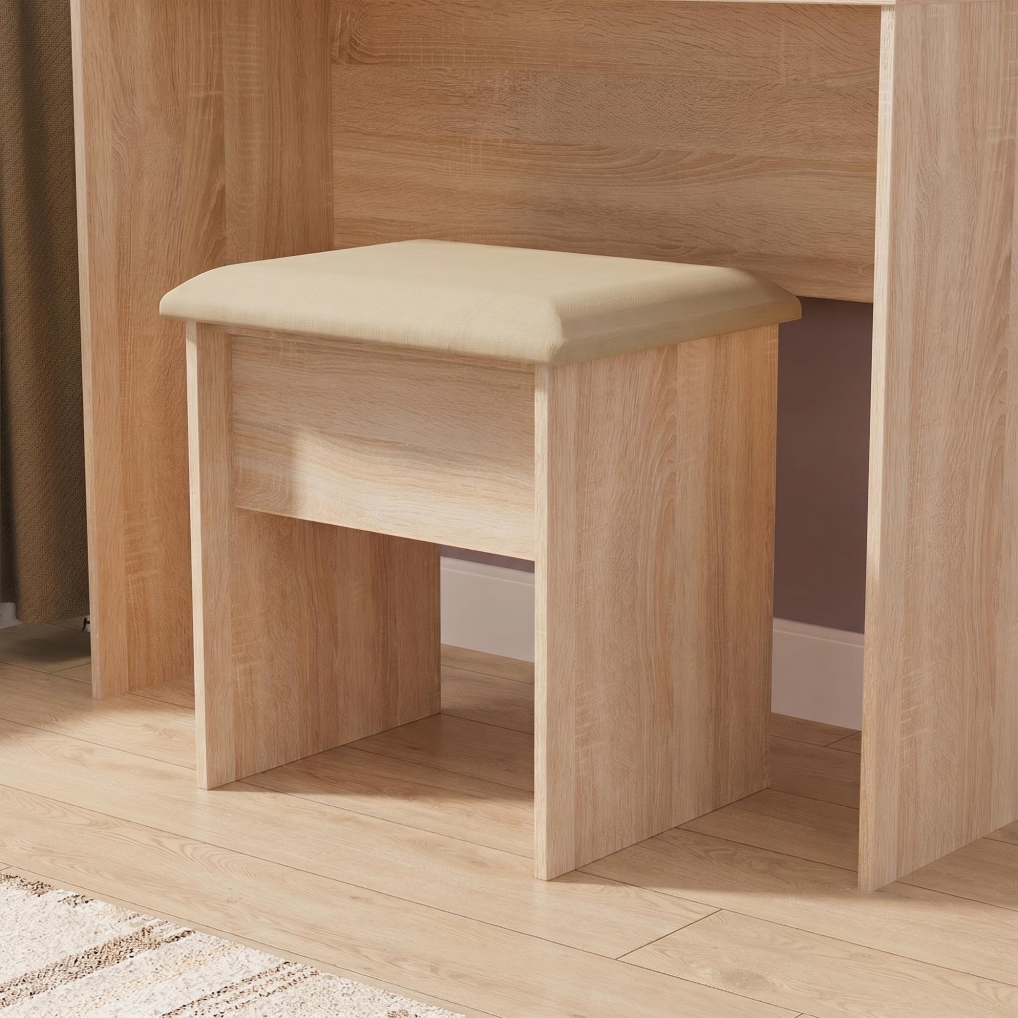 Avon Padded Dressing Stool - Oak