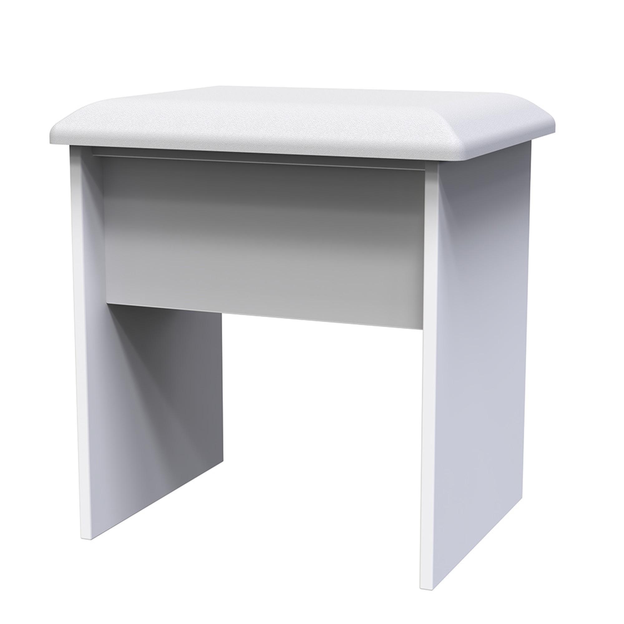Milan Dressing Stool - Padded - White Gloss