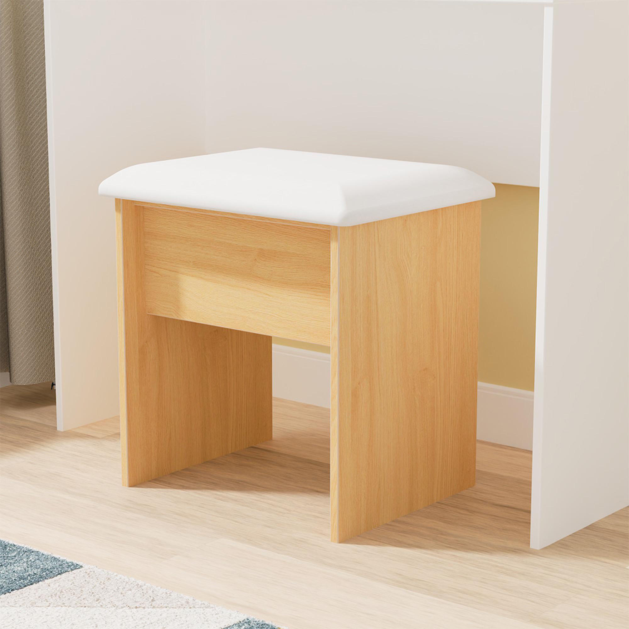 Monaco Dressing Stool - Padded - Modern Oak