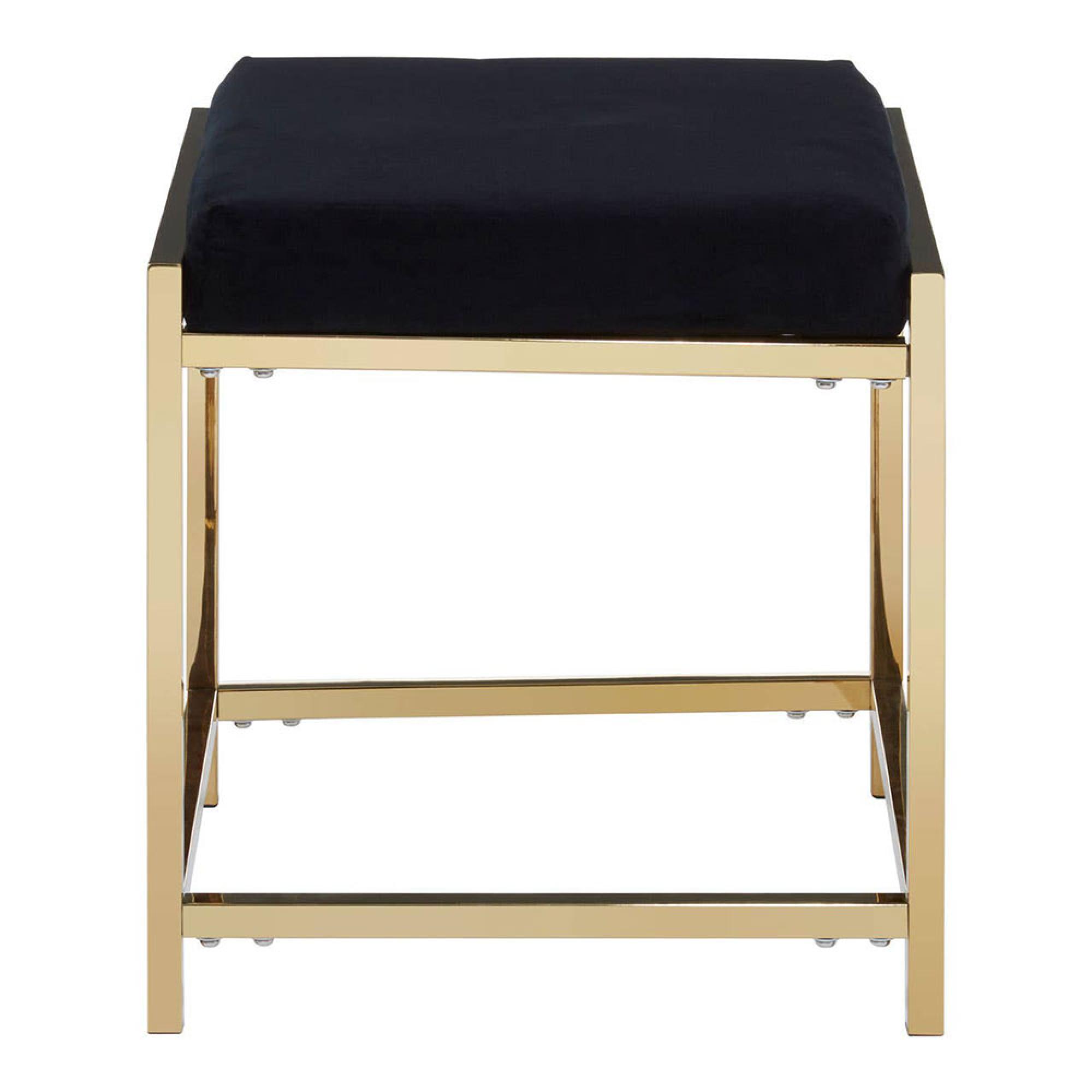 Allure Stool - Black Velvet Fabric - Gold Legs